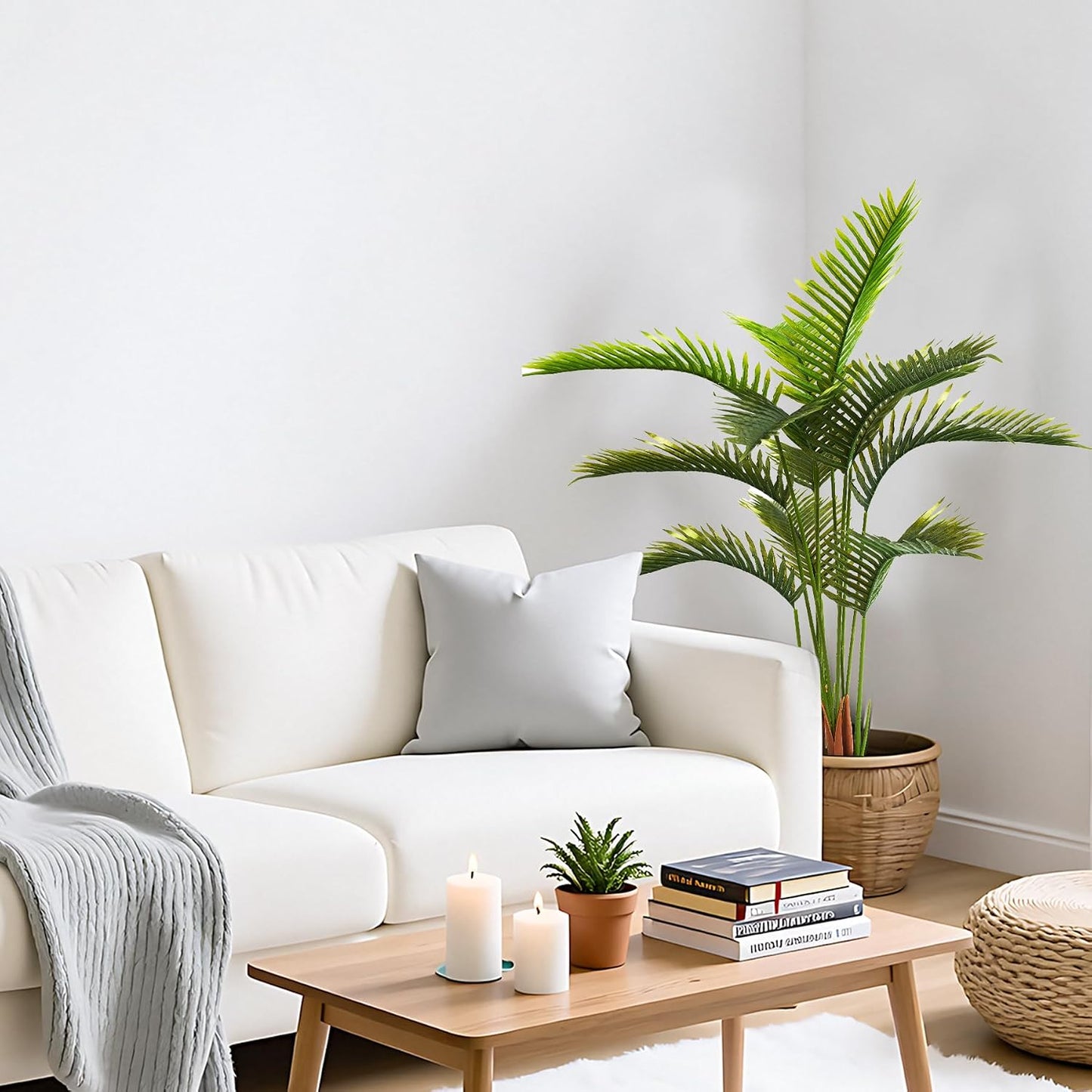 5FT Artificial Palm Tree with Planter Pot, Faux Floor Plants for Living Room Decor, Decoration for Artificial Plant Indoor, Indoor and Outdoor Fake Plants for Home Bedroom Kitchen Decor