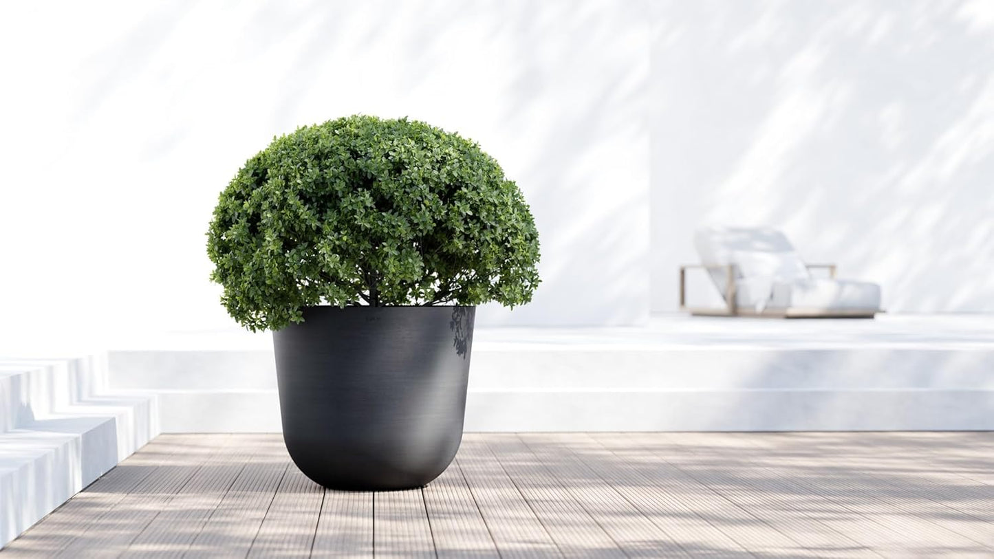Ecopots Oslo Durable Modern Round Indoor/Outdoor Recycled-Based Composite Flower Pot Planter, Dark Grey, 25.5"