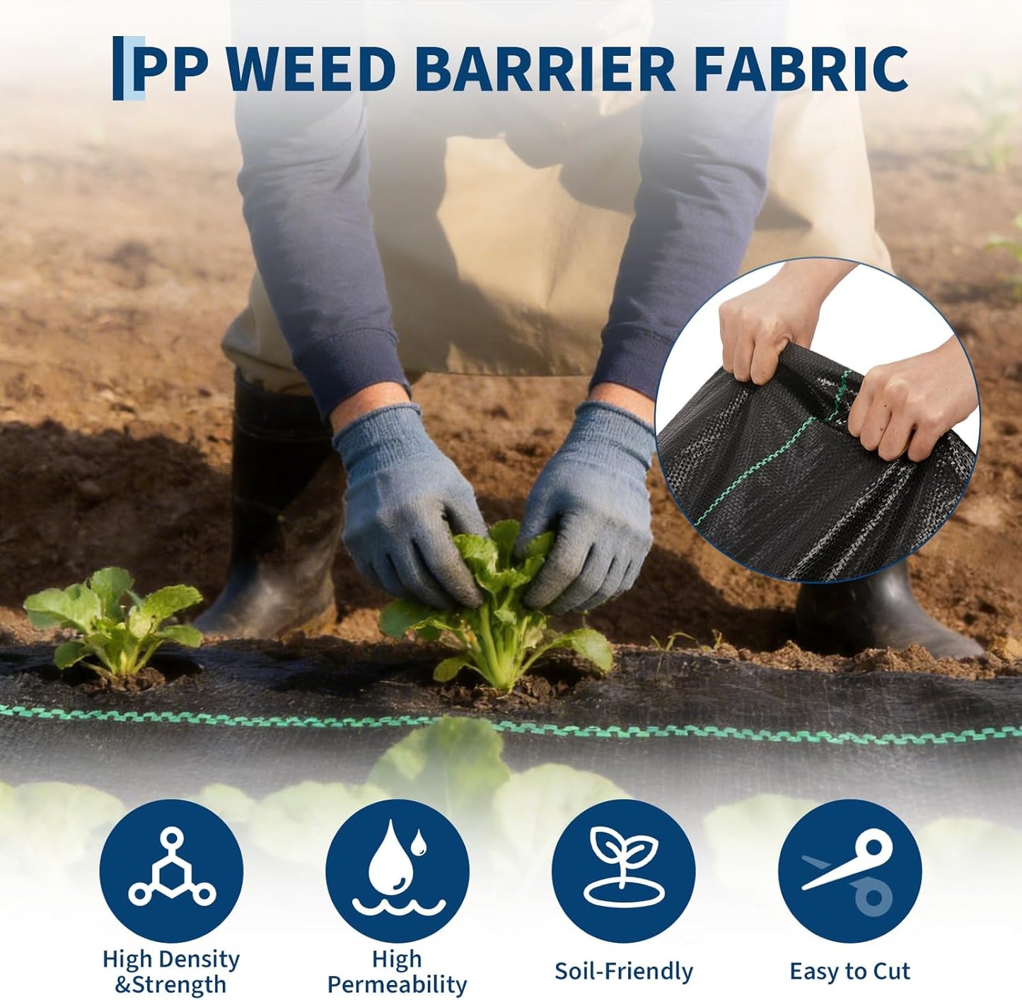 6FT x 300FT 3.2 OZ Weed Barrier Landscape Fabric, Heavy Duty Weed Control Cloth for Garden Beds and Landscaping, UV Stabilized Geotextile Under Gravel Driveway Ground Cover Weed Blocker Mat