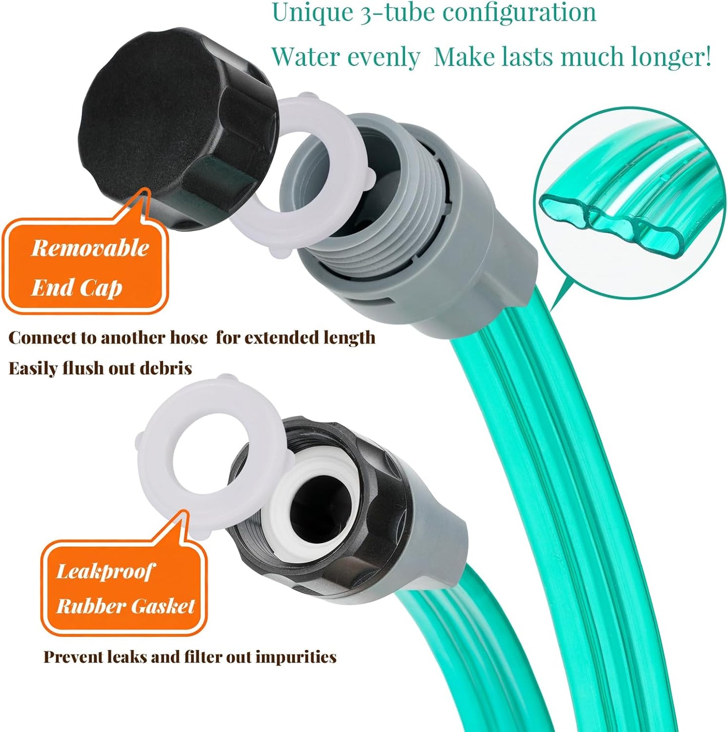 Sprinkler Soaker Hose 30 ft for Garden, Watering Hose with Holes, High-Efficiency Sprinklers Drip System for Lawn and Garden