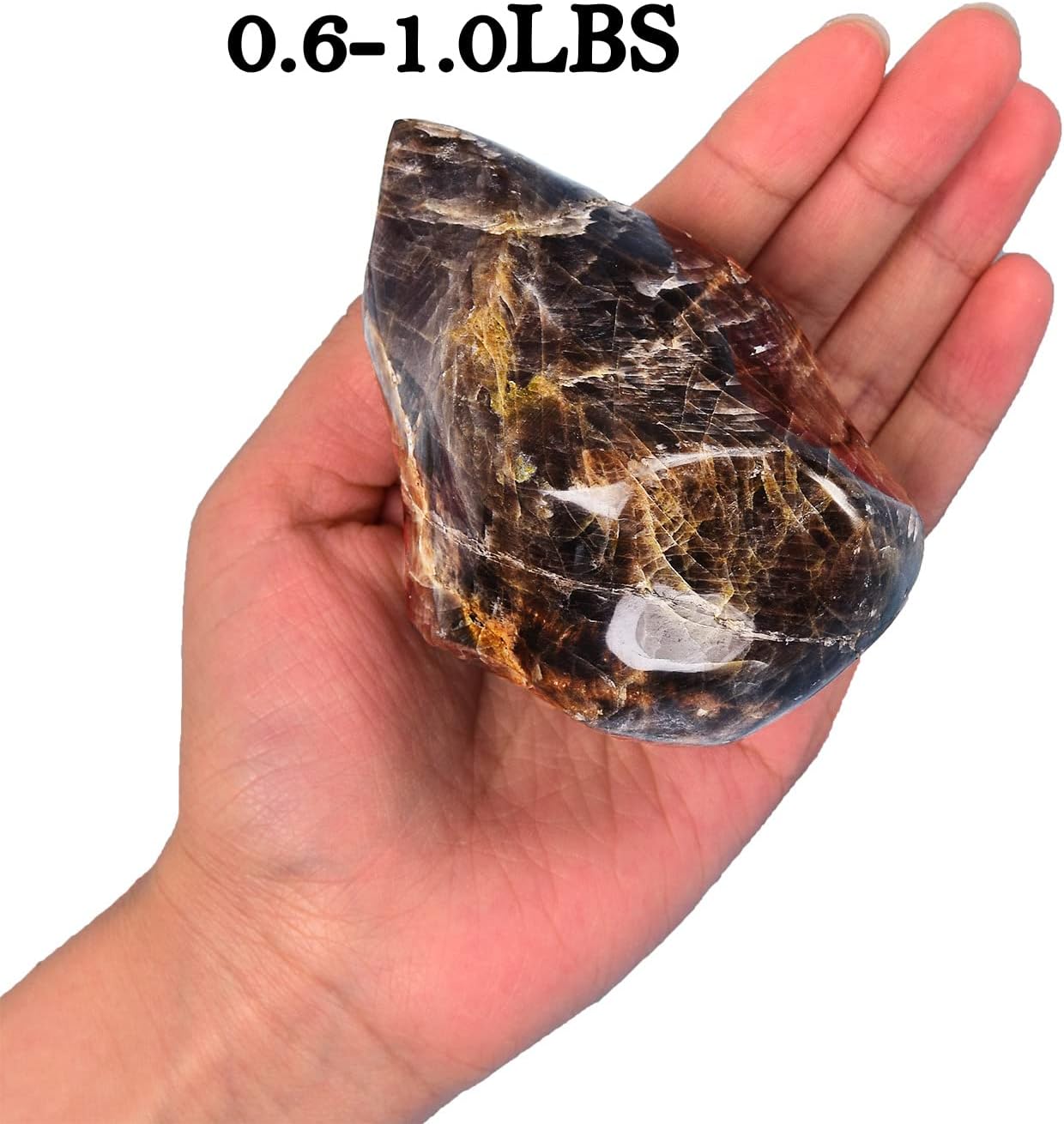 AMOYSTONE Black Moonstone Flame Shaped Towers Large Healing Crystal Stone Home Decor 1.5-2.2LBS