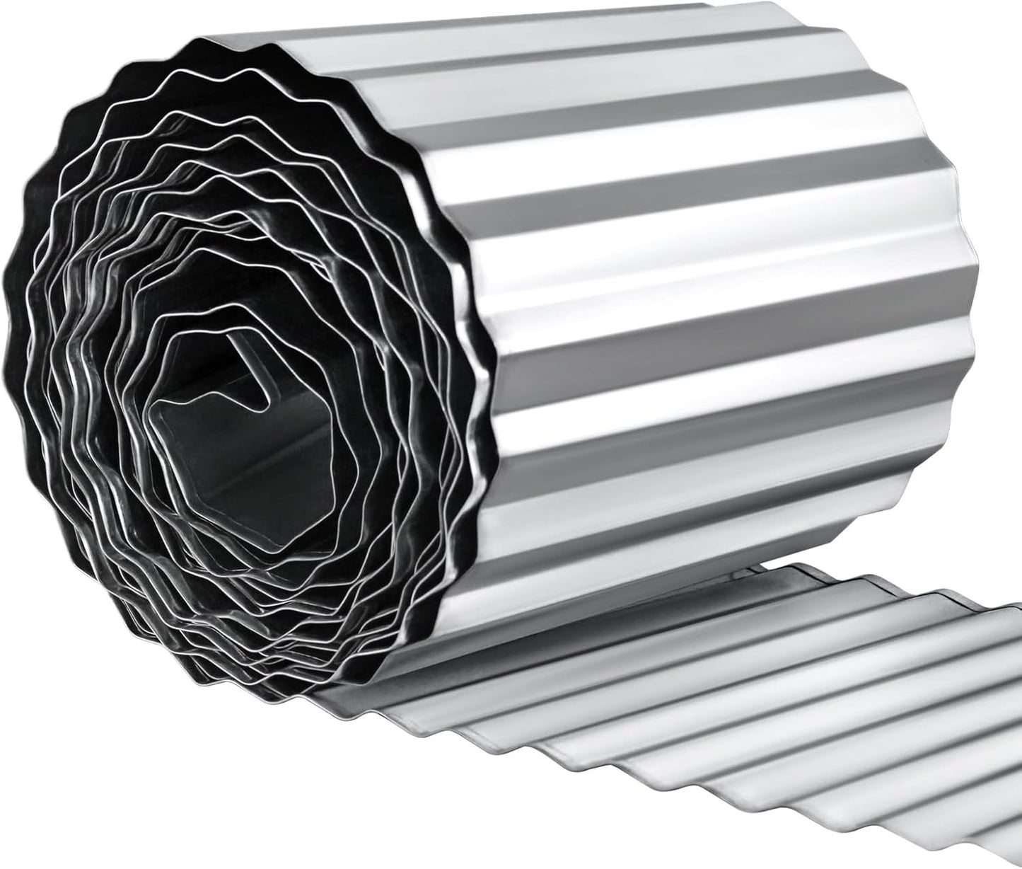 Corrugated Garden Edging 12" x 20',Metal Landscape Edging Sturdy Garden Long Strips,Metal Edging for Landscaping,Steel Garden Edging (Silver)