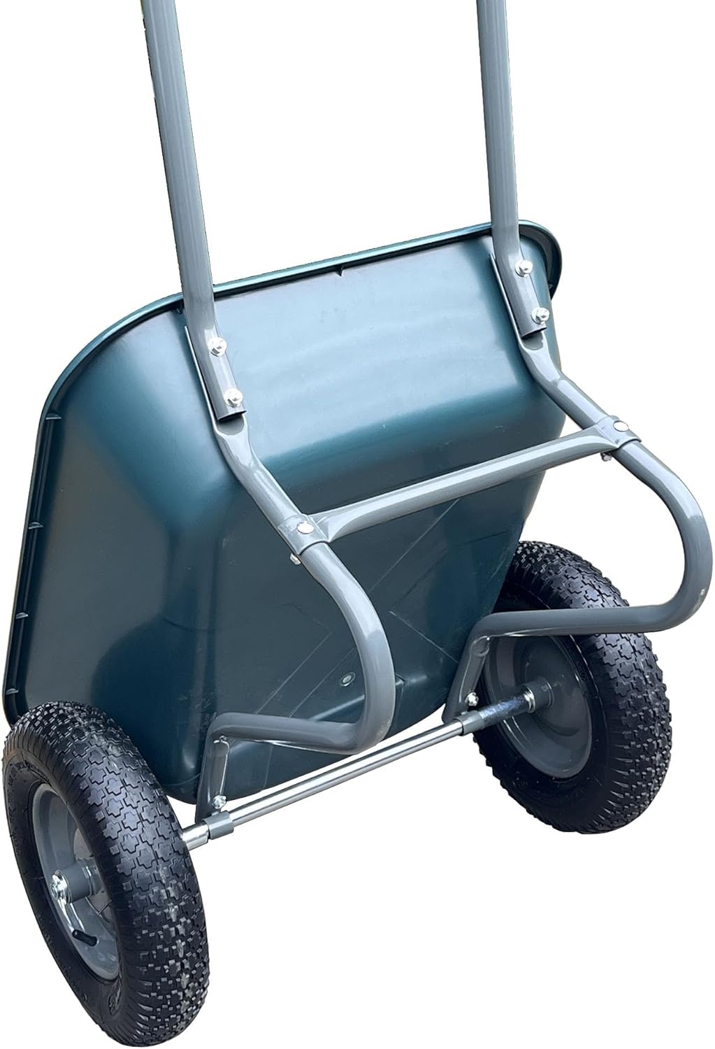 2 Wheel Wheelbarrow Heavy Duty Garden Cart Utility Wagon with Quick Release Dump, 600 LBS Capacity Rust-Resistant Poly Tray, Easy Hauling Yard Cart for Landscaping Mulch Firewood, Military Green