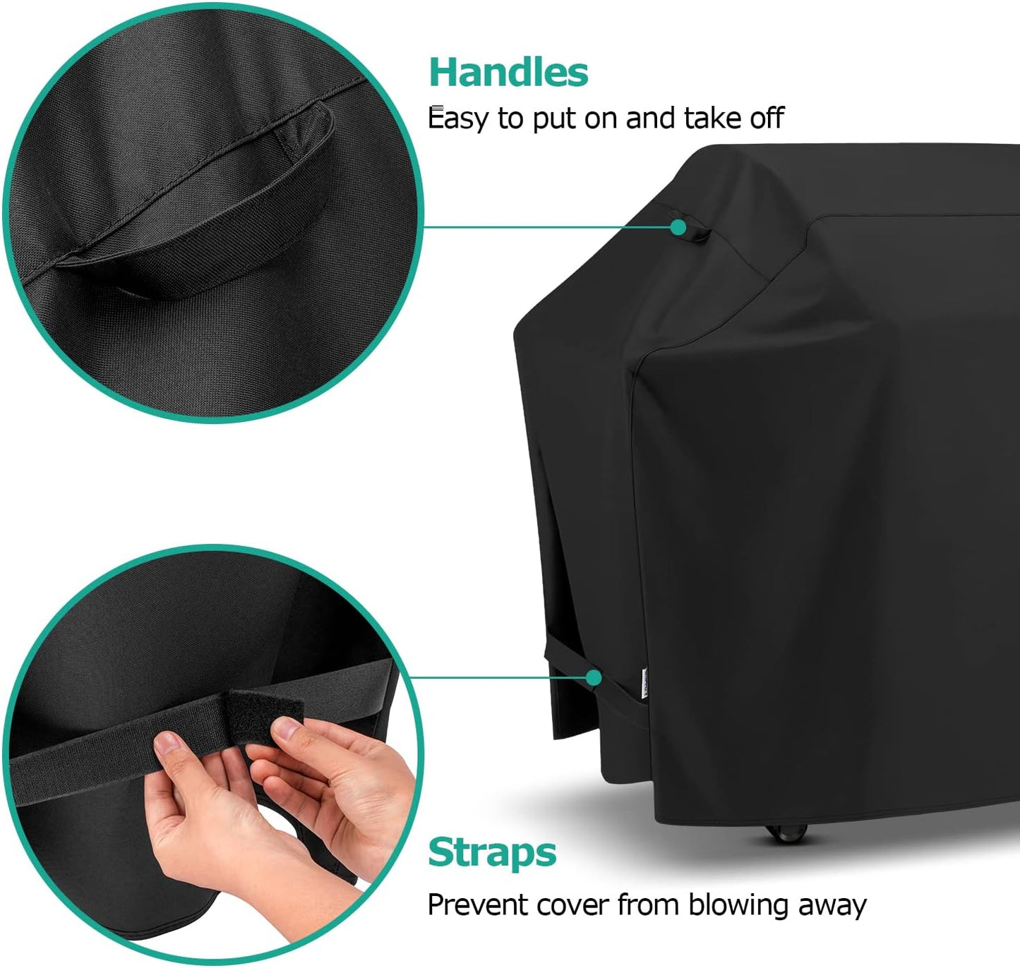 SunPatio Grill Cover 55 Inch, Outdoor Heavy Duty Waterproof Barbecue Gas Cover, UV & Fade Resistant, All Weather Protection Compatible for Weber Charbroil Nexgrill Kenmore Grills and More, Black