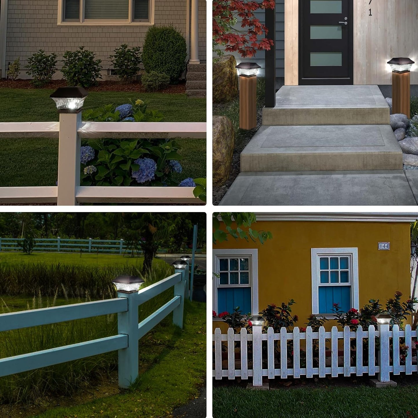 SUNWIND Solar Post Cap Lights Outdoor 4x4 LED Solar Garden Lighting Deck Fence Cap Light Wooden Post Brushed Copper 4 Pack