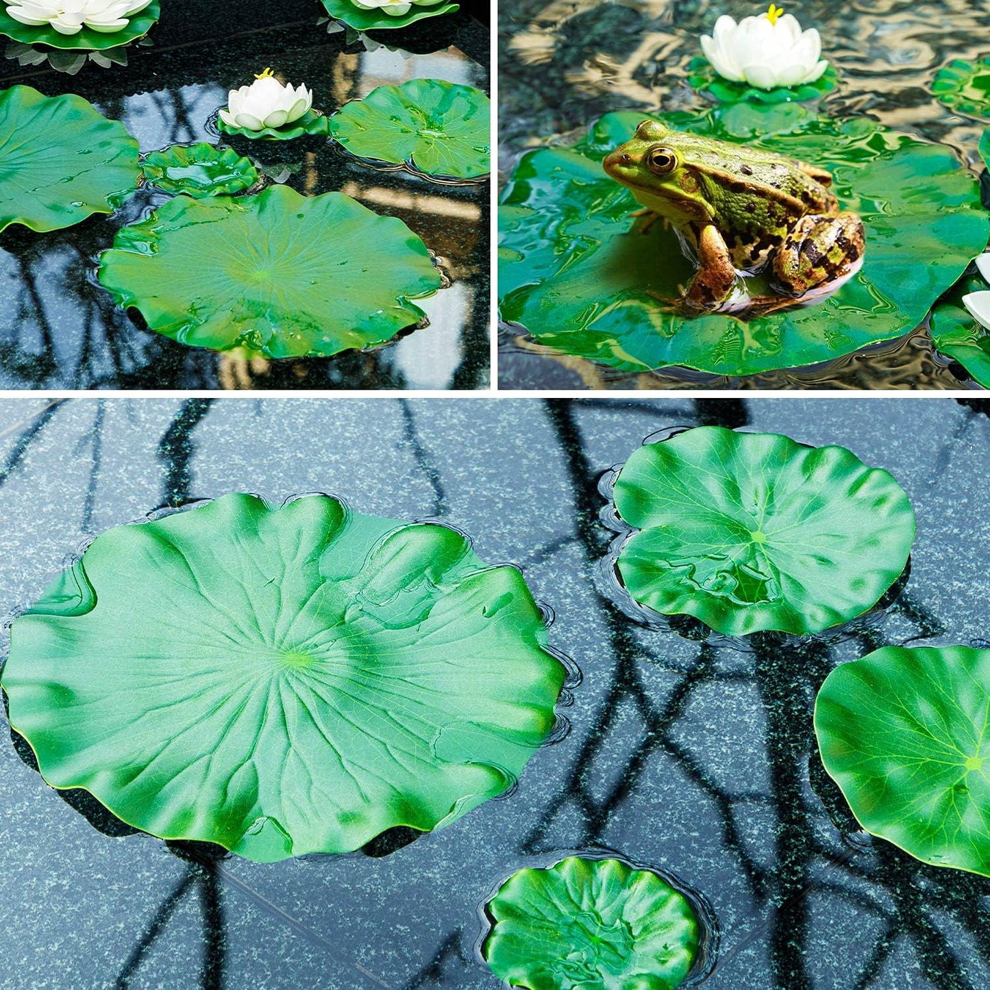 Lily Pad for Ponds, 9 PCS Artificial Lotus, Realistic Water Floating Foam Lotuses Fake Lily Pad for Home Garden Patio Pond