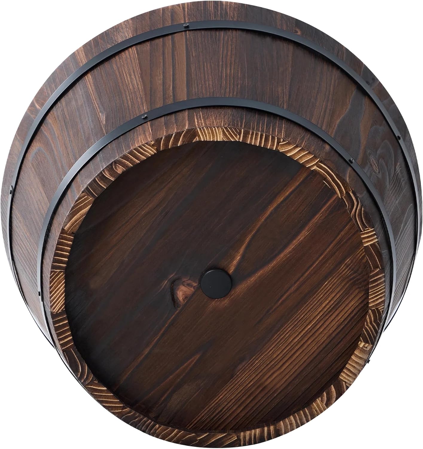 17 Inch Wood Whiskey Barrel Planter – Rustic Outdoor Half Barrel Flower Pot, Weather-Resistant Wood & Iron Plant Container with Drainage Hole, 21QT Capacity, Fully Assembled (Rustic Finish)