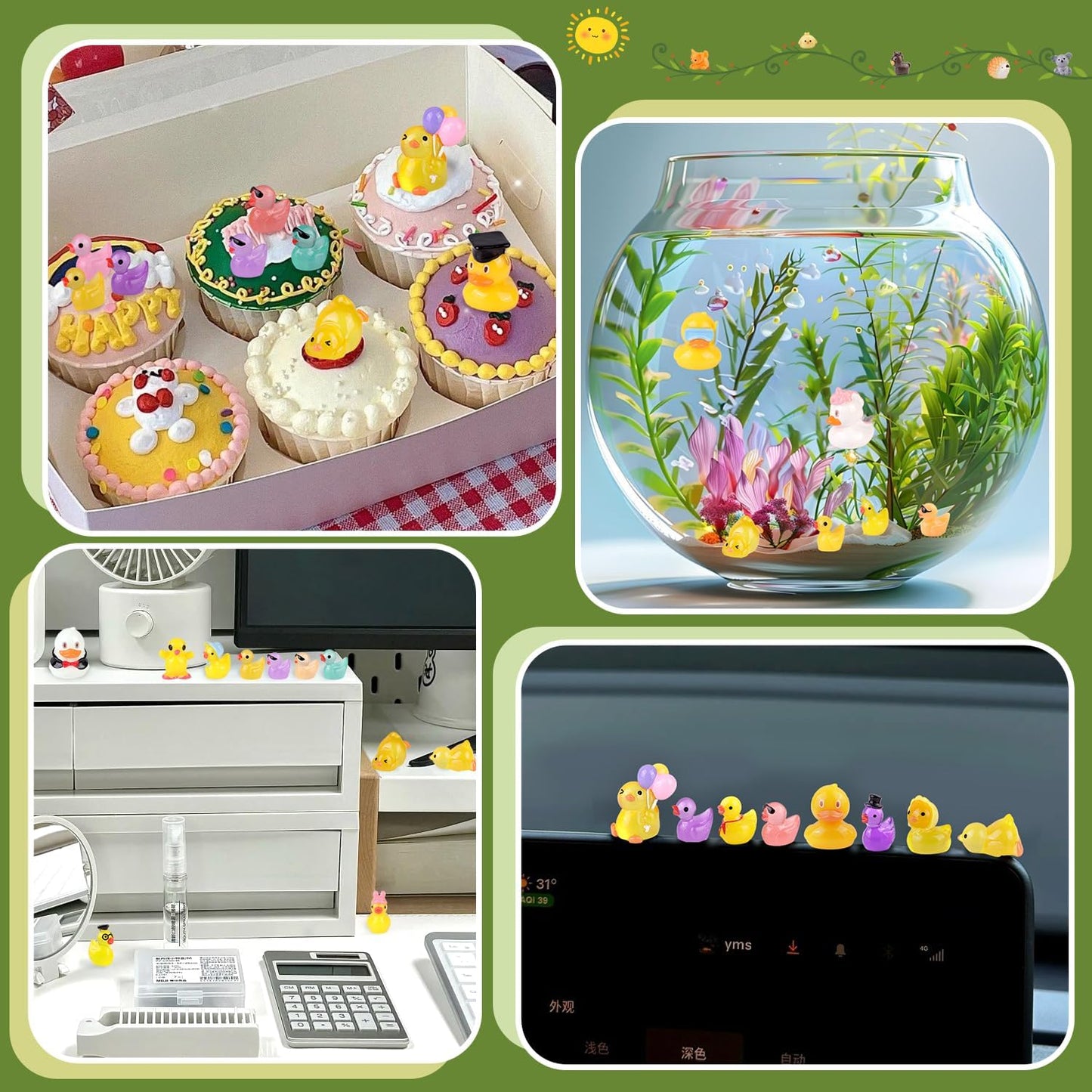 TINKRSTUFF 50PCS Mini Resin Animals Assorted Styles Cute Tiny Ducks,Miniature Duck Figures to Hide,Little Animal Bulk for Topper Desk Garden Dollhouse Landscape Aquarium Ornaments DIY Crafts & Decor