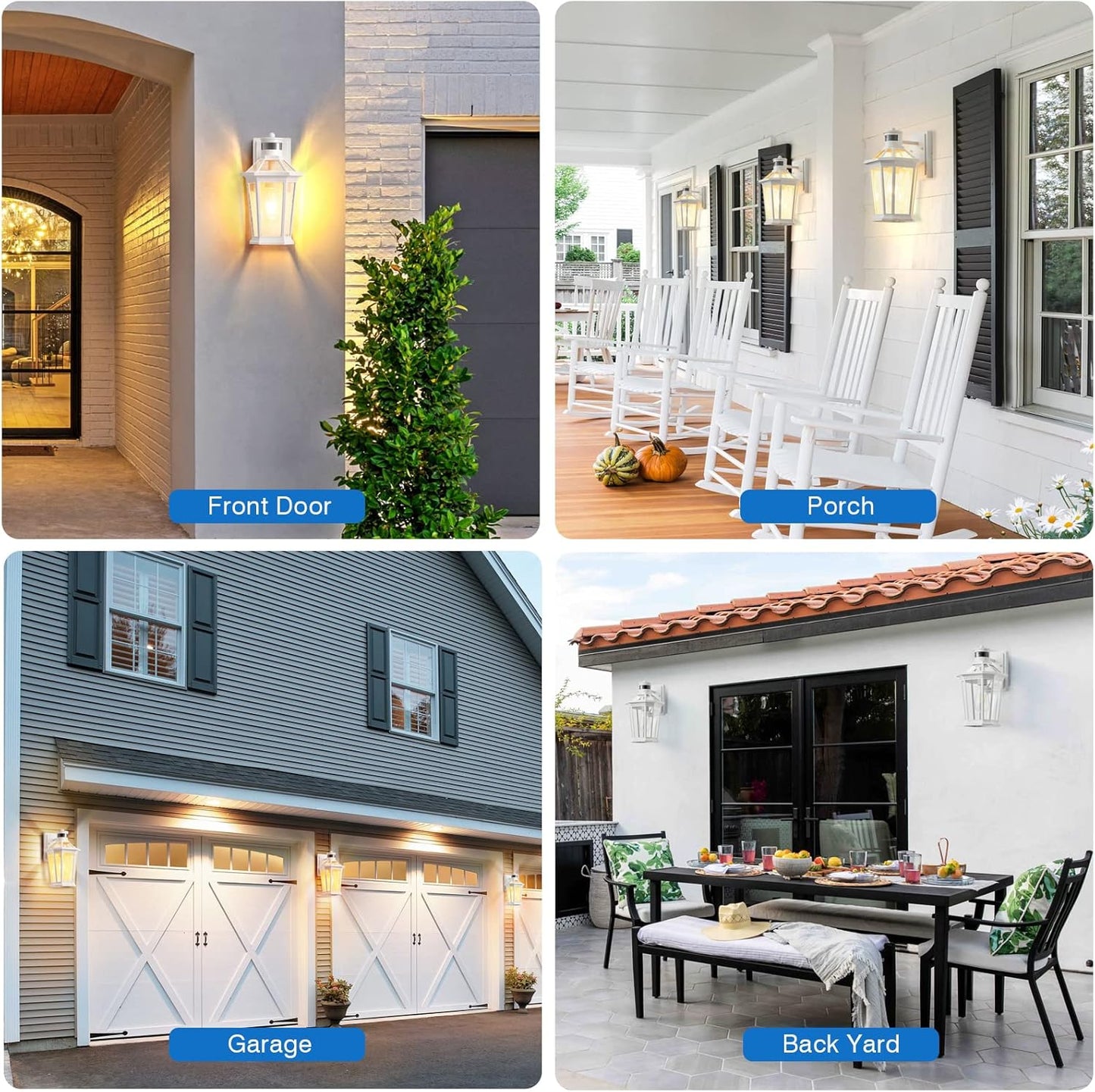 VIANIS Motion Sensor Outdoor Exterior Light Fixture, White Outdoor Porch Lights Wall Mount, Waterproof Dusk to Dawn Coach Lantern, Modern Outdoor Lights Fixtures for Garage, Front Door