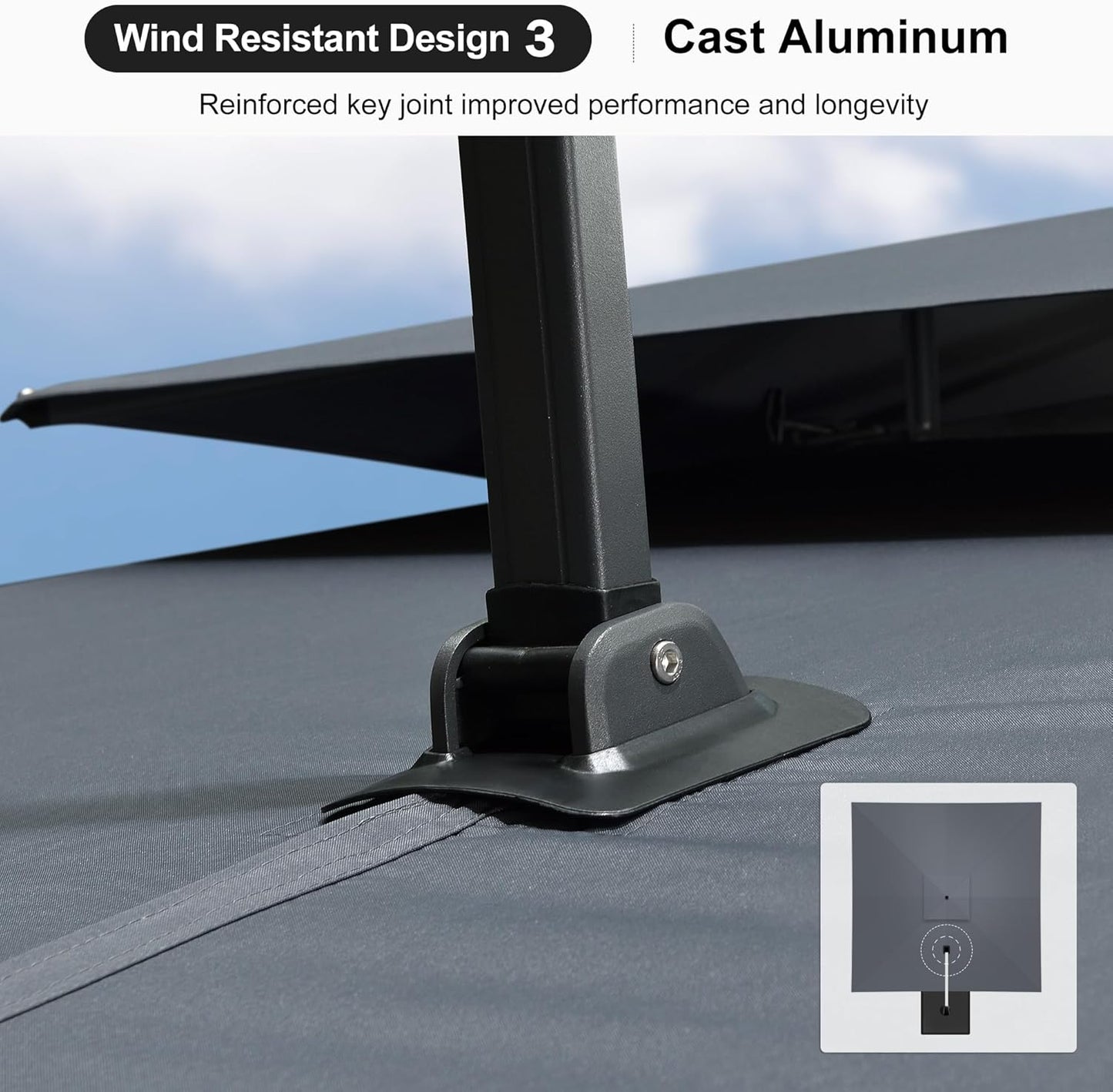 PURPLE LEAF 9' X 12' Cantilever Outdoor Umbrellas Large Patio Umbrella Hanging Double Top Rectangle Offset Umbrella with 360°Rotation Tilting Umbrella Outdoor Patio, Grey