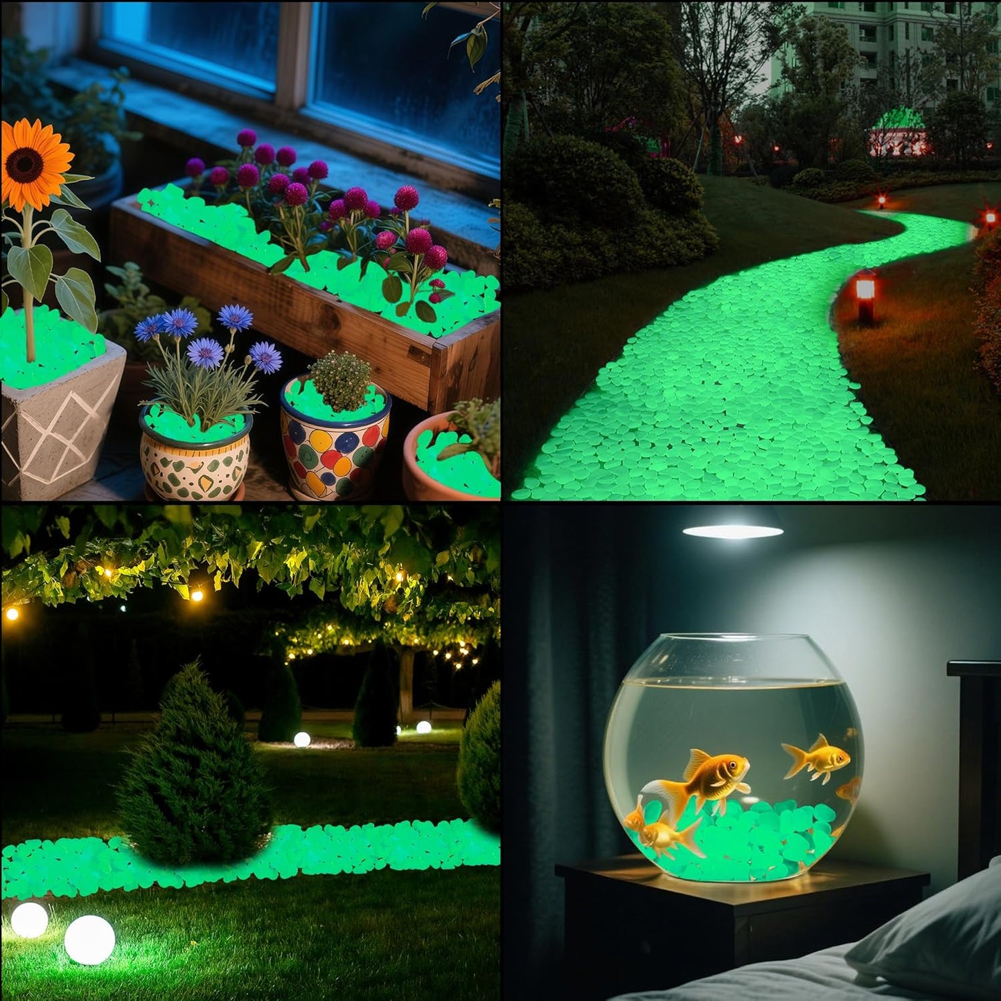 3.5LB Glow Pebbles Glowing Rocks for Garden Decoration 25-27mm Luminous Stones Glowing Stones for Driveway Landscape Walkway,Green(500pcs)