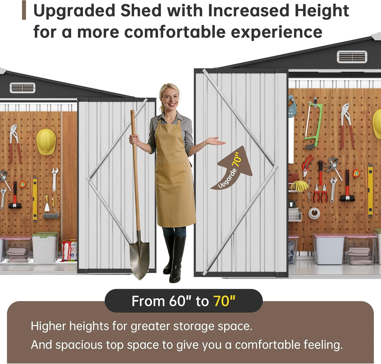 Metal Storage Shed & Outdoor Storage, Outdoor Steel Storages Shed with Sloping Roof, Utility and Tool Garden Sheds for Yard Patio Lawn
