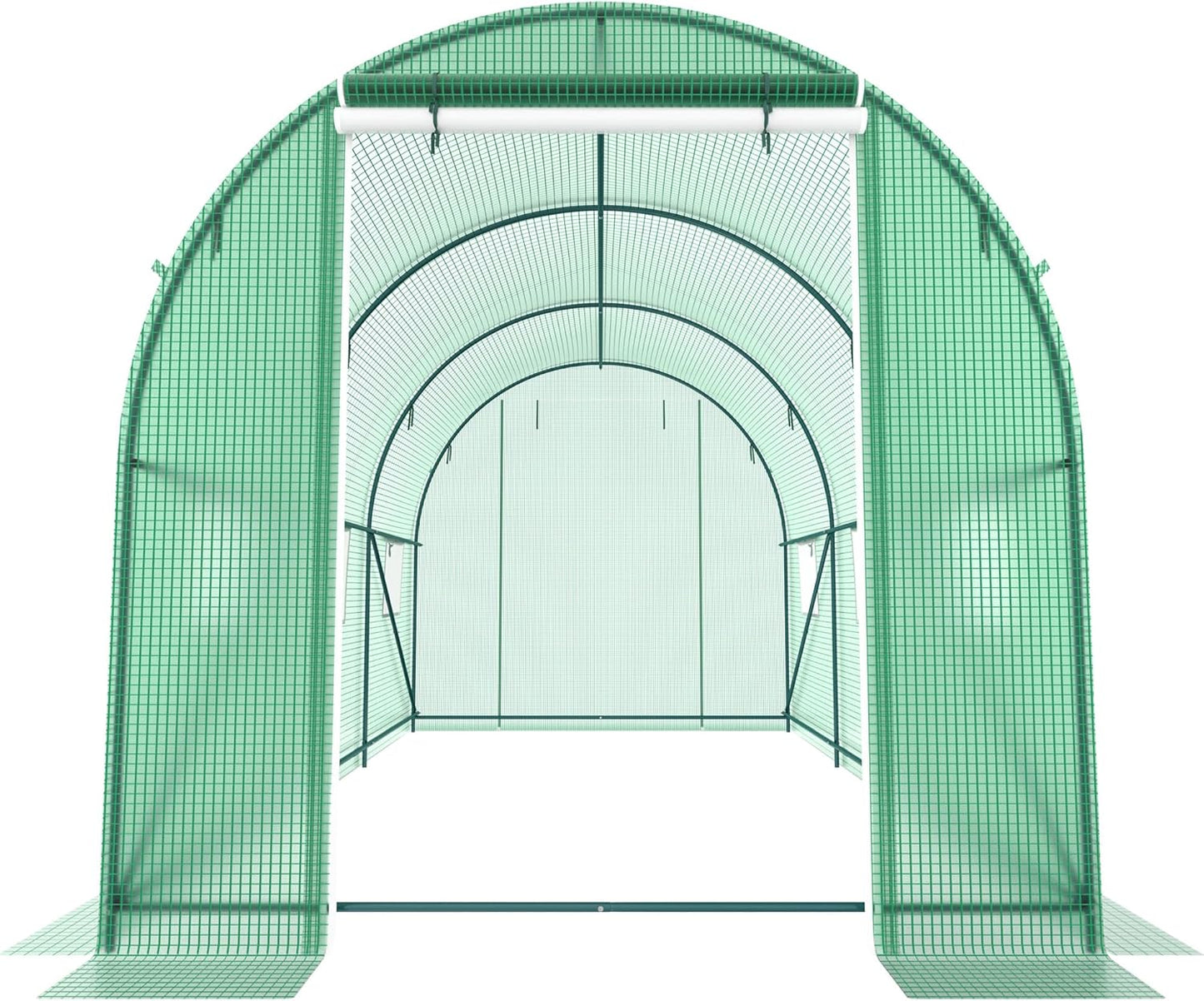 10x7x7 FT Walk-in Greenhouse for Outdoors for Winter Plant Protection,6-Ventilated Screen Window Portable Greenhouse W/ 2-Zipper Door,PE Cover & Heavy Duty Frame