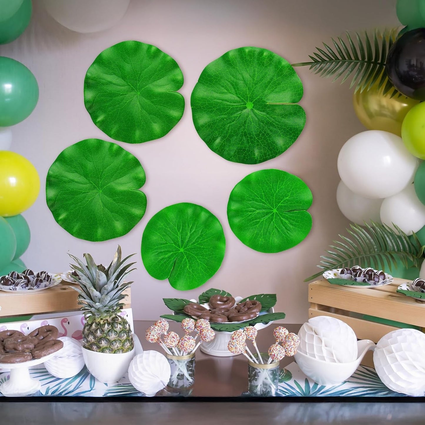 14PCS Artificial Fake Lily Pads, Realistic Water Floating Fake Lilying Pad for Pond, Artificial Floating Foam Lotus Leaves for Koi Fish, Water Lilys Pads Foliage Pond Decor for Pool (3 Size)