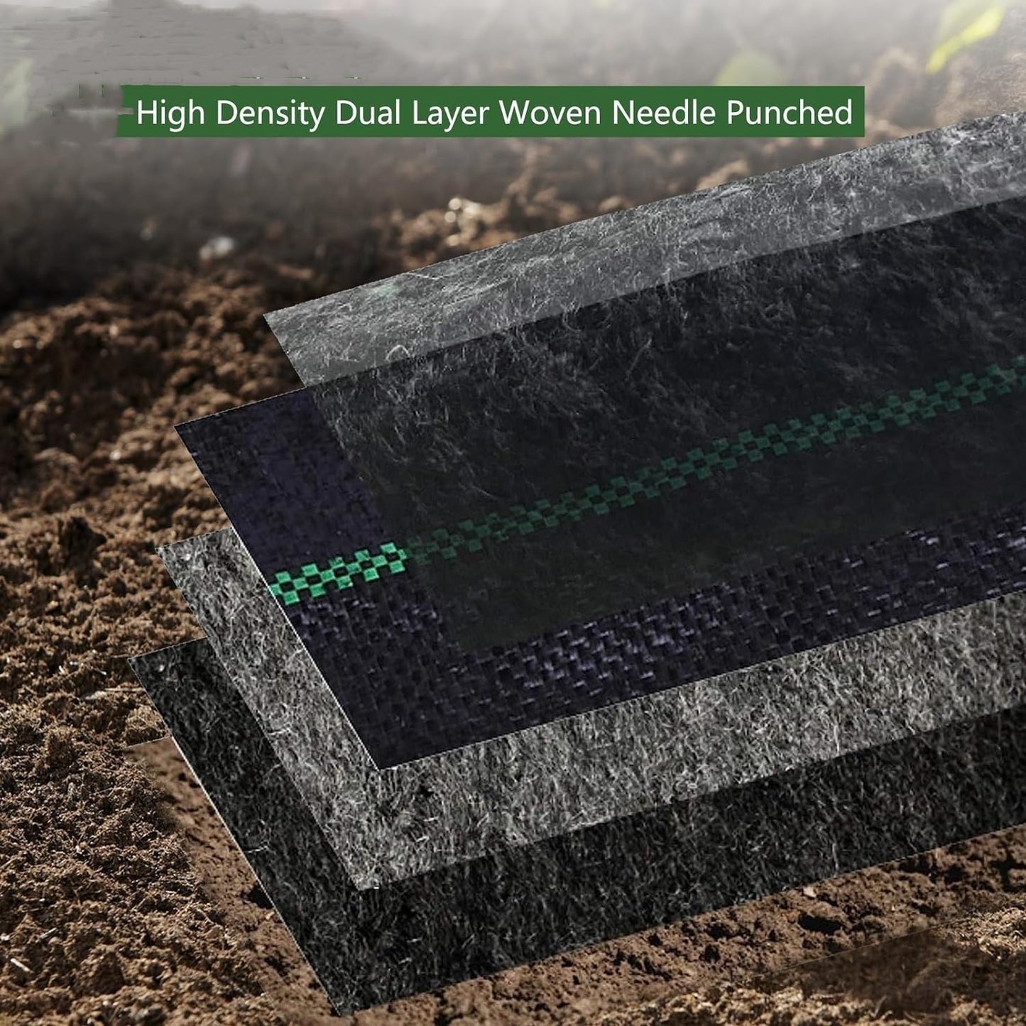 PioneerWorks Woven Landscape Fabric 5.8oz, 4 x 100FT Weed Fabric Barrier, Double Layer, Weed Control Fabric Ground Cover, Garden Fabric Weed Barrier, Gardening Mat for Garden Beds, Landscap