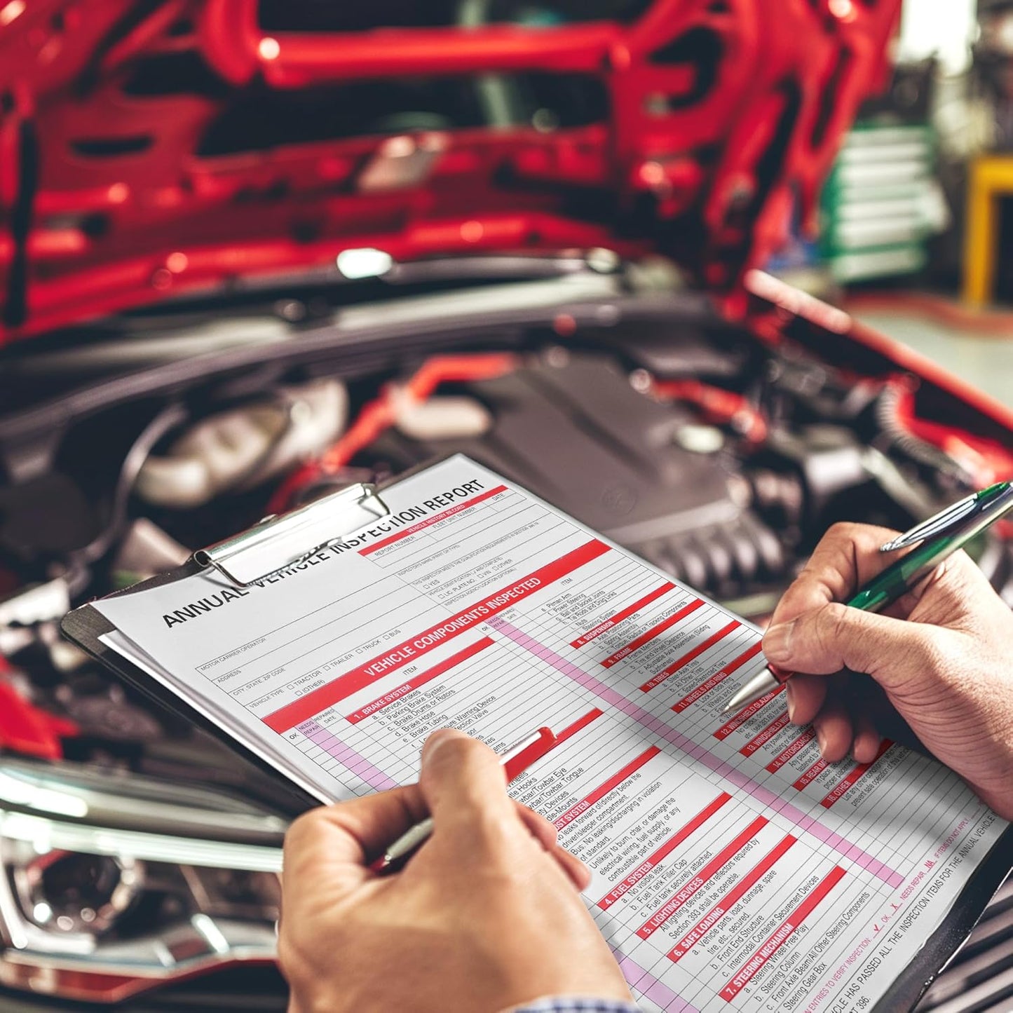 25Pack Inspection Forms and Stickers,Annual Vehicle Inspection Report,Annual Inspection Sticker,3-Ply Carbonless Form,Permanent Aluminum Adhesive Decals