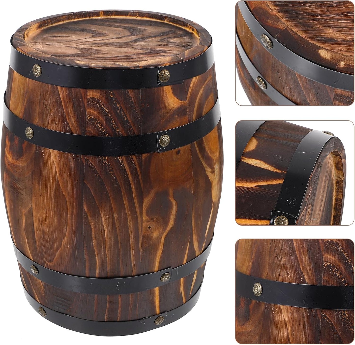 Oak Barrel Planter, Wooden Flower Pot, Rustic Plant Container, 27.00X21.00X21.00cm/10.61X8.25X8, Indoor Outdoor Usage, Durable Handmade Decor