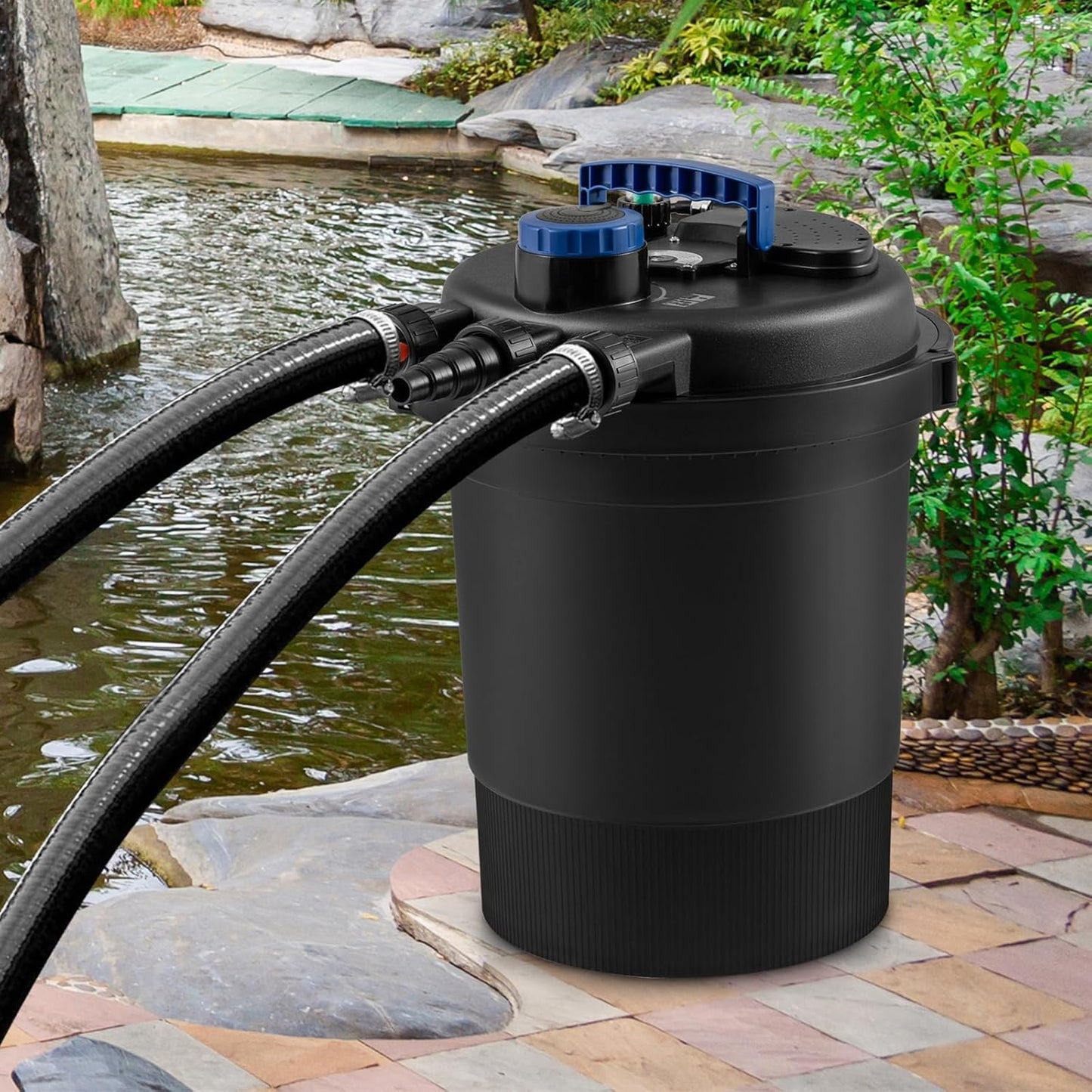 Casart Bio Pressure Filter UVC 120V/60HZ, 2642 GPH for Koi Ponds up to 1321 Gallons or Ornamental Ponds up to 2642 Gallons, Pond Filter System for Garden, Pool Fishpond Pump Filter Pond Filter