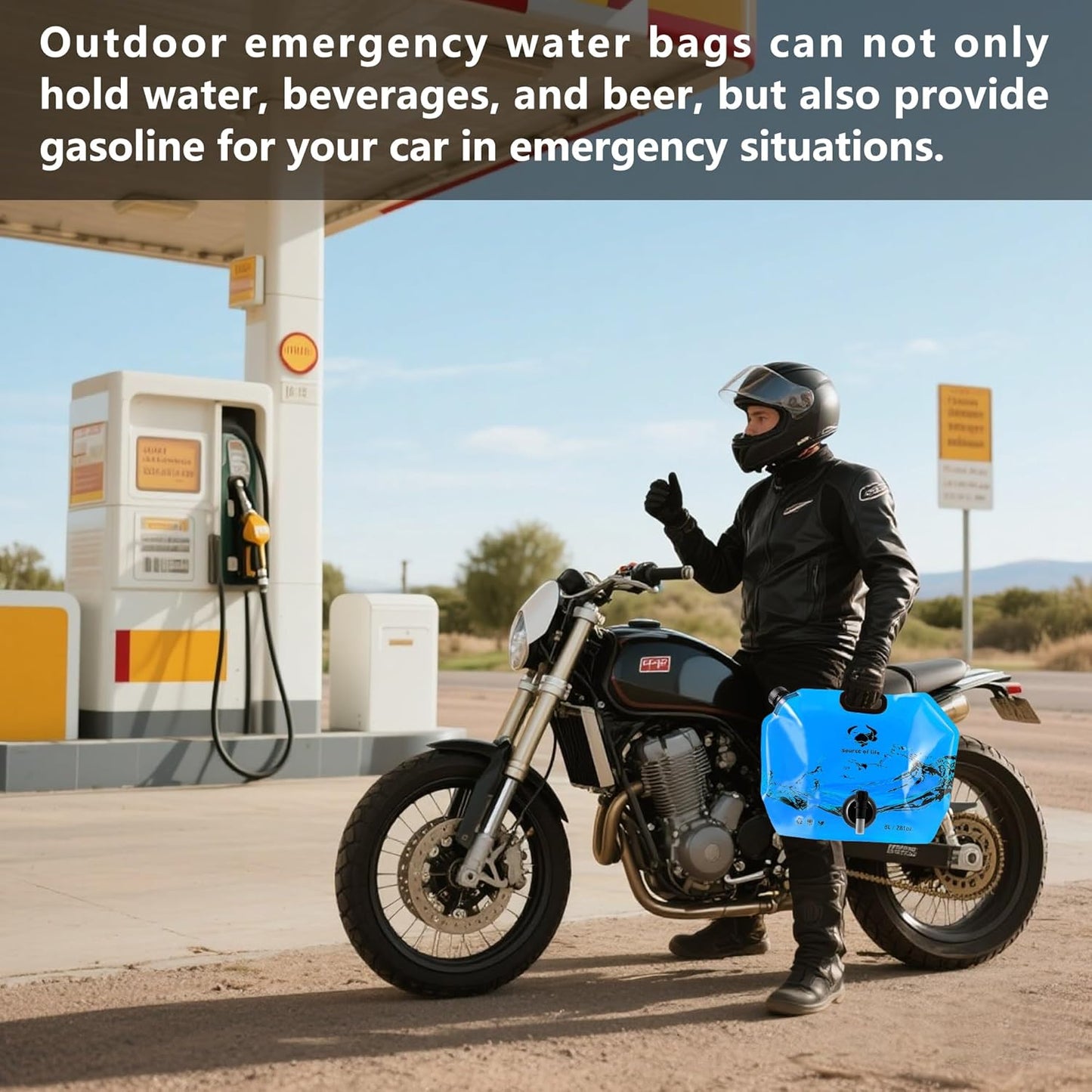 Collapsible 8L Water Storage Bag, BPA-Free Portable Folding Water Jug with Adjustable Faucet, Leakproof Emergency Water Bag for Camping, Hiking, Riding, Outdoor Sport (Blue, 4)