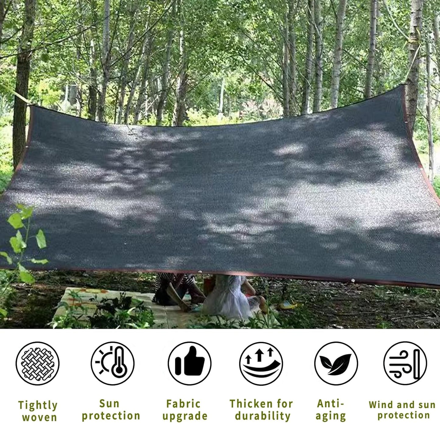 Shade Cloth,70% Garden Sun Shade Cloth Mesh Tarp,10 x 20 FT Black Sun Shade Net, pergola Shade Cover with Grommets,for Outdoor Sun Shade Cover,Plant Cover Patio Canopy ,Greenhouse
