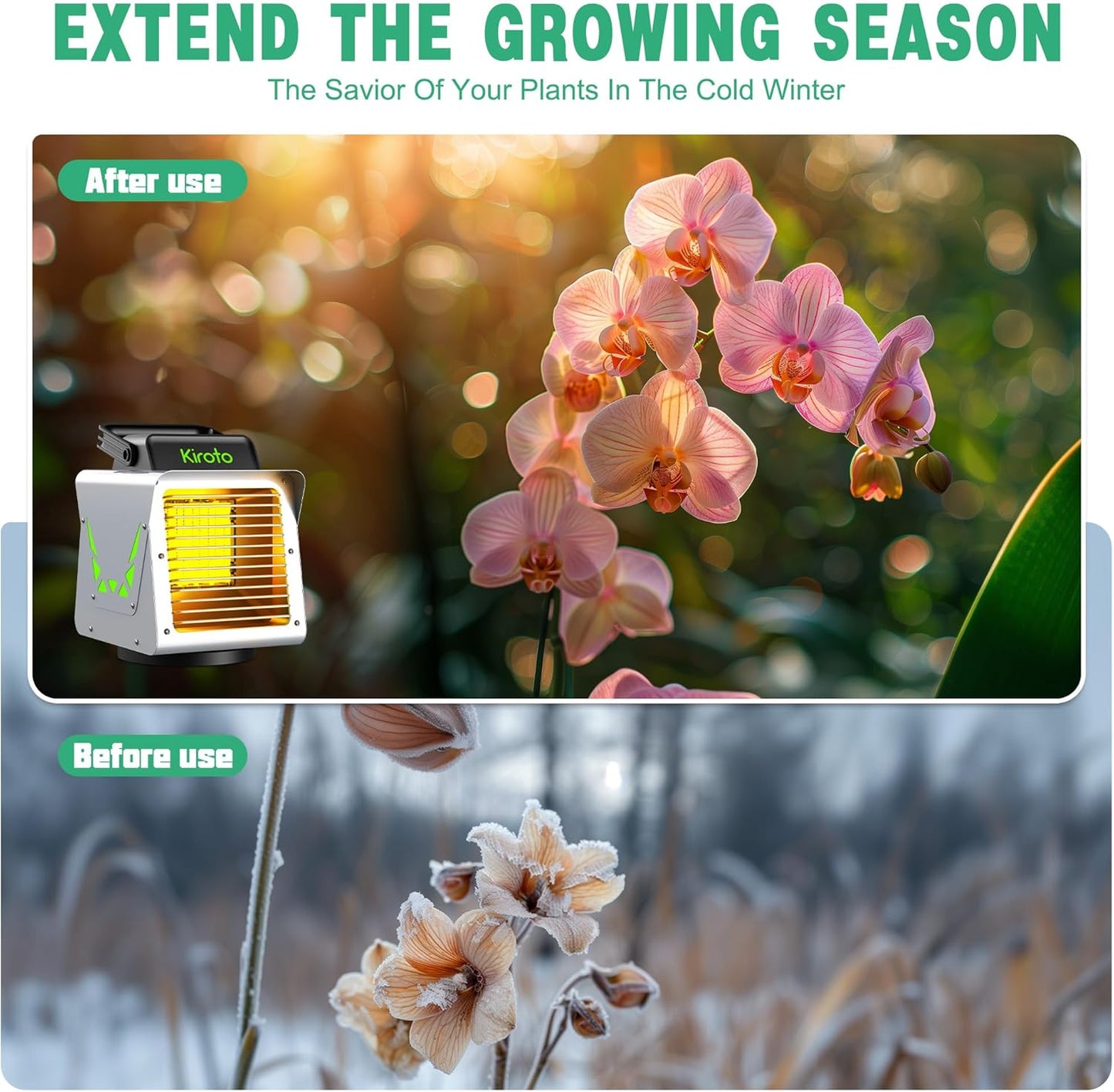 Greenhouse Heater 1500W with APP Remote Control, Greenhouse Heater With Thermostat, Portable Outdoor Heater for Plants Vegetables Flowers,Smart Electric Safe Heater for Green house,Grow Tents,Garage