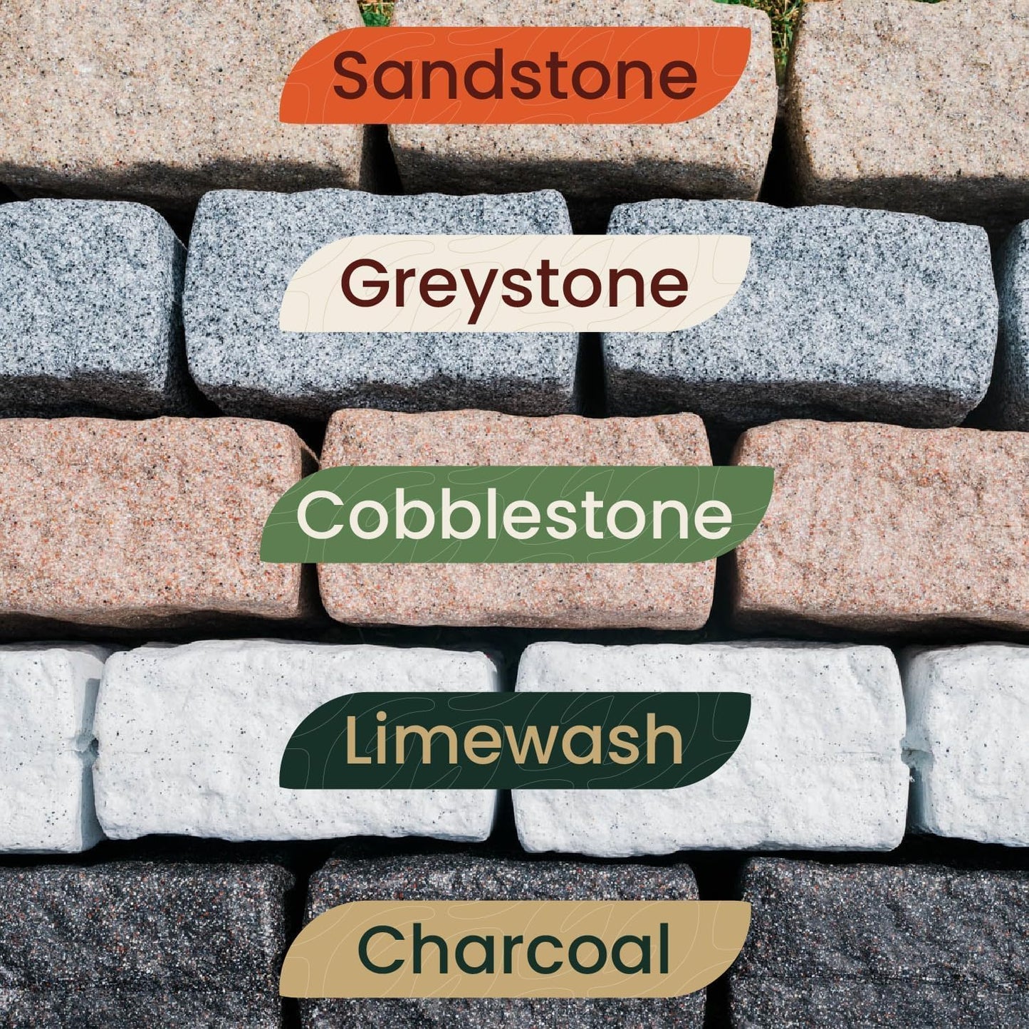 Beuta Landscape Edging | Garden Edging Border | Faux Stone Blocks for Lawn Edging, Flower Beds & Yard Edging– 10 Pack | Each Section Has 6 Blocks 48" L x 4" W x 6.5" H | 20 Spikes | Cobblestone