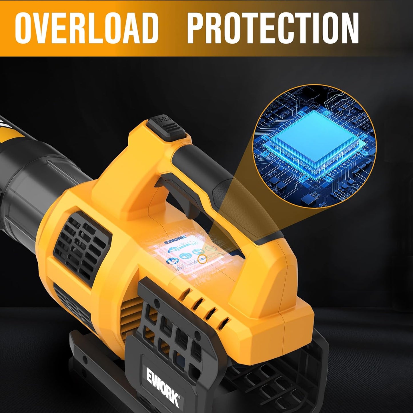 EWORK 21V Cordless Leaf Blower, Powerful Turbo Mode & 550 CFM, 2×3.0Ah Batteries & Fast Charger, Lightweight Electric Leaf Blowers for Lawn Care, Patio, Leaves & Dust