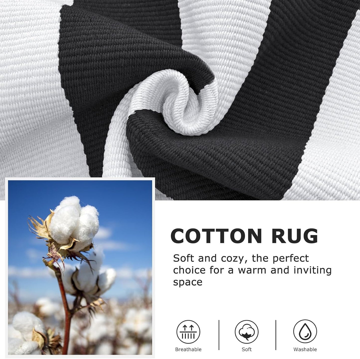 IOHOUZE Black White Striped Rug -4x6 Front Door Mats Outdoor,Washable Rug for Front Porch Decor,Spring Summer Welcome Mats Outdoor Indoor, Doormat for Farmhouse/Entryway/Home Entrance