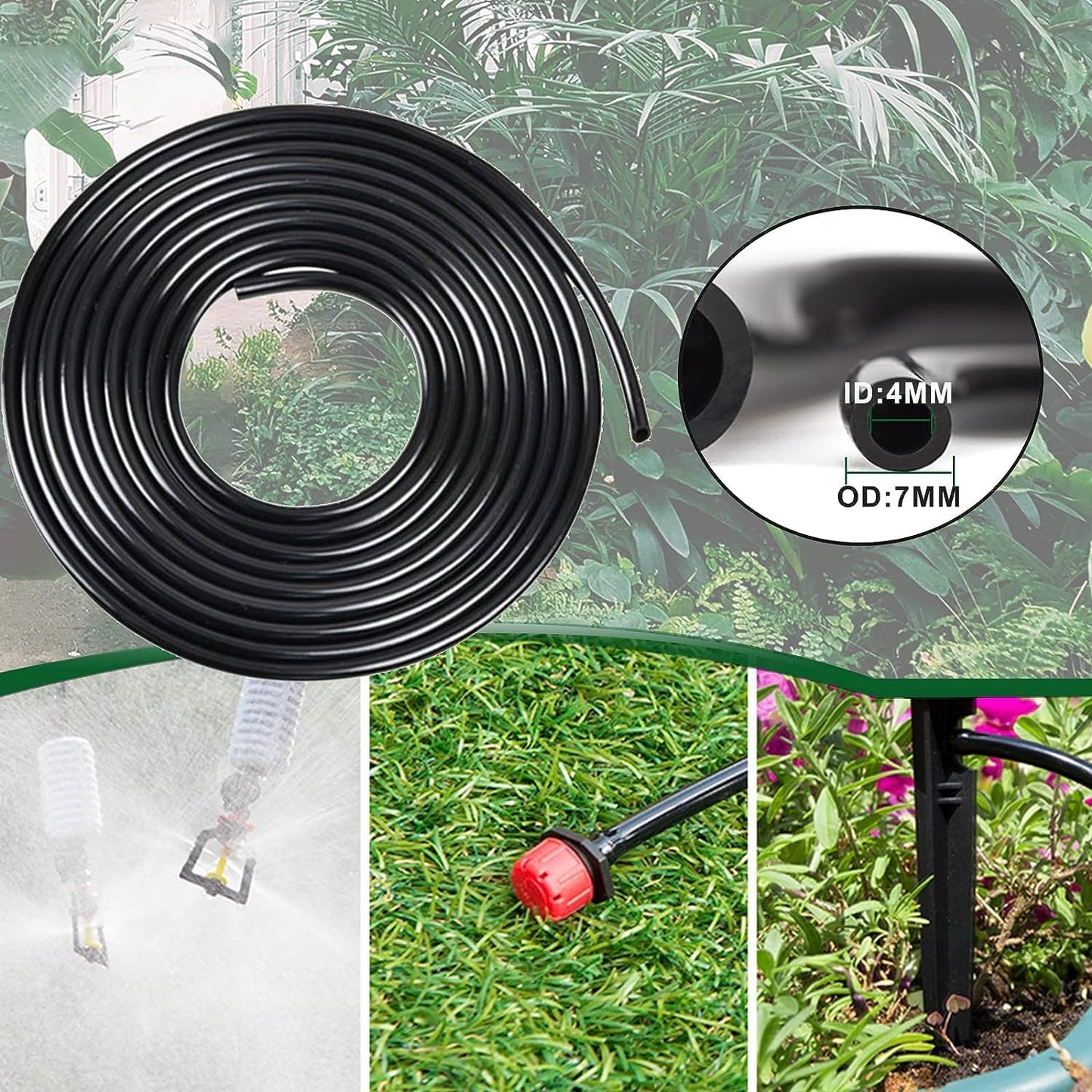 Drip Irrigation Kit, Garden Irrigation System 1/4" Blank Distribution Tubing Watering Drip Kit/DIY Saving Water Automatic Watering System for Garden, Greenhouse, Flower Bed, Patio, Lawn