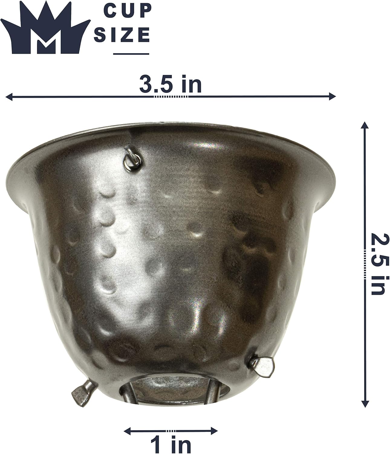 Monarch Rain Chains Aluminum Hammered Cup Rain Chain, 8.5 ft Pewter Powder Coated Aluminum Decorative Rain Catcher Chain for Gutters, Pewter Aluminum Rain Gutter Replacement Downspout