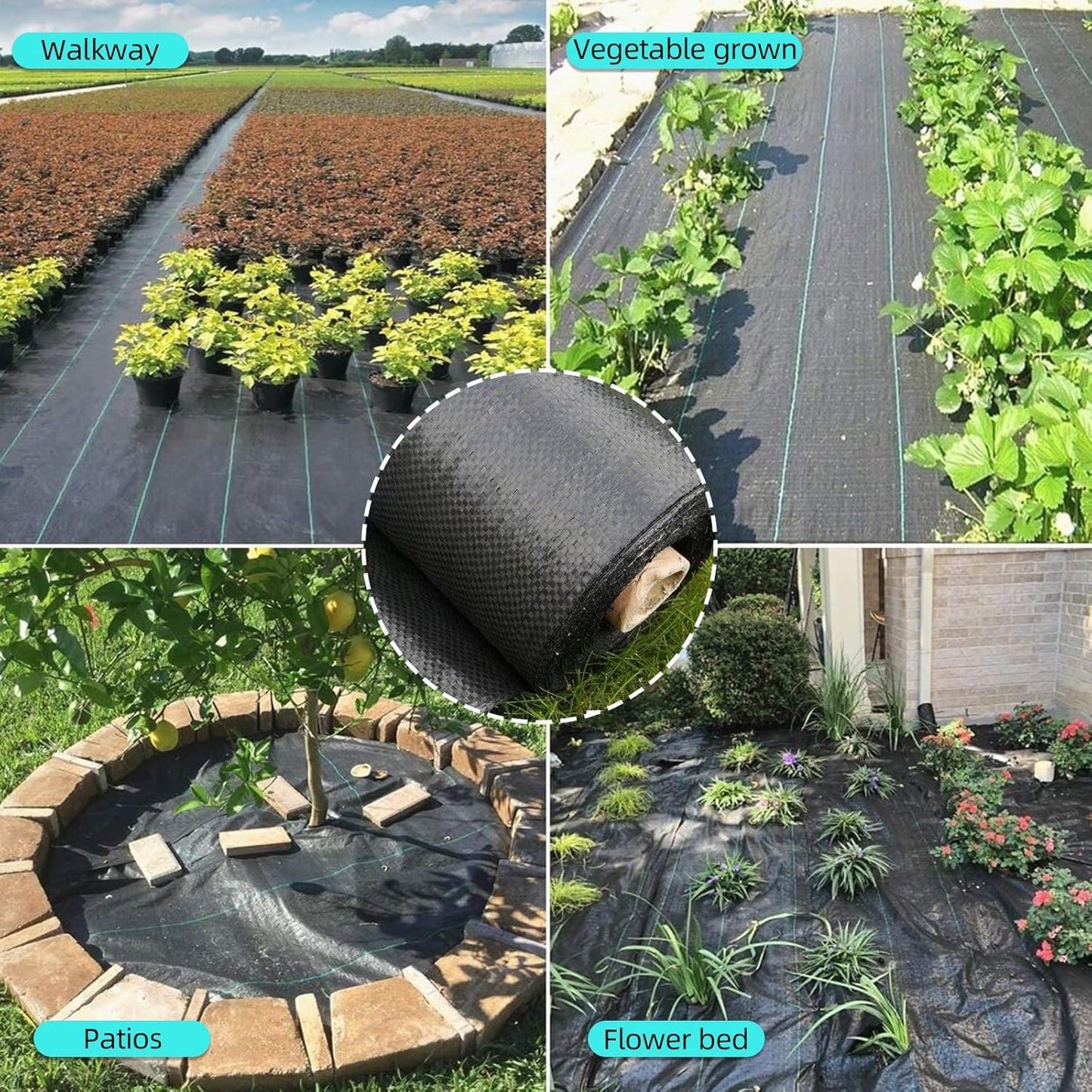 PioneerWorks 4ft x 250ft Premium Weed Barrier Landscape Fabric, 5oz Heavy Duty, Weed Control Fabric, High Permeability Good for Flower Bed, Driveway Fabric Ground Cover