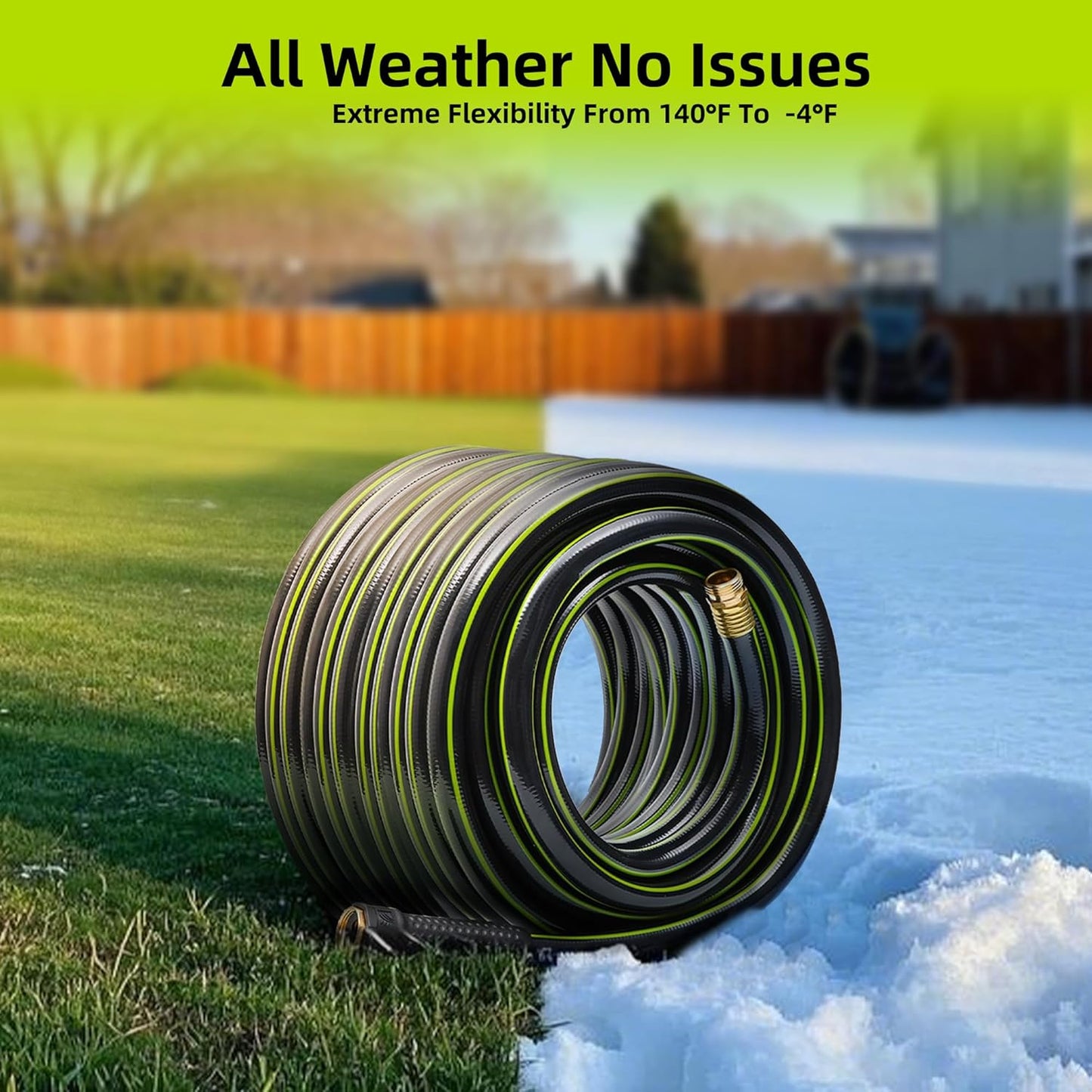 Worth Leader Garden Hose 3/4 in. x 100 ft. -No Kink, Flexible, Leakproof, Male/Female, 500PSI Burst -Heavy Duty Durable 5 Layers PVC Rubber Lightweight Water Pipe for Gardening, Agriculture&Lawn Care