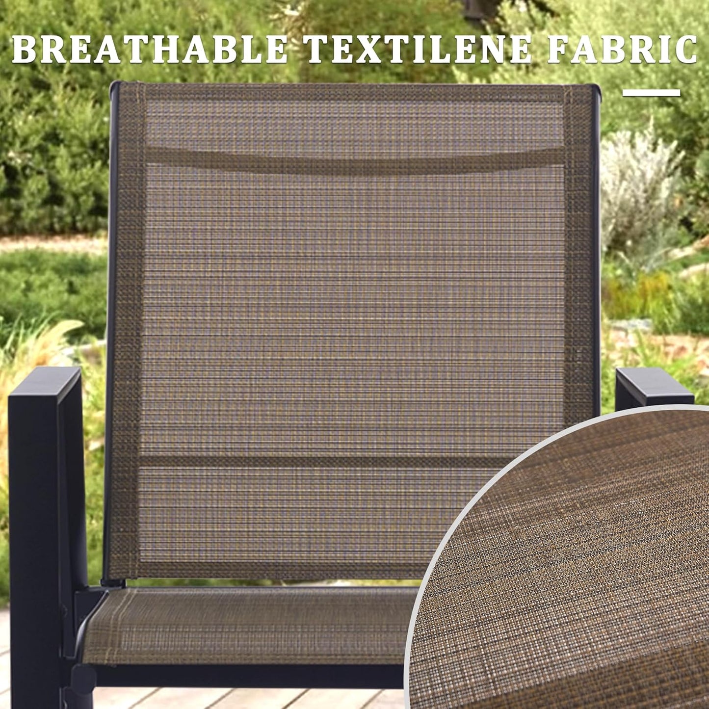Outdoor Patio Chairs Set of 4, Mocha Stackable Outdoor Chairs, Lightweight Patio Set with High Back, Metal Dining Chair for Lawn, Garden, Yard and Deck