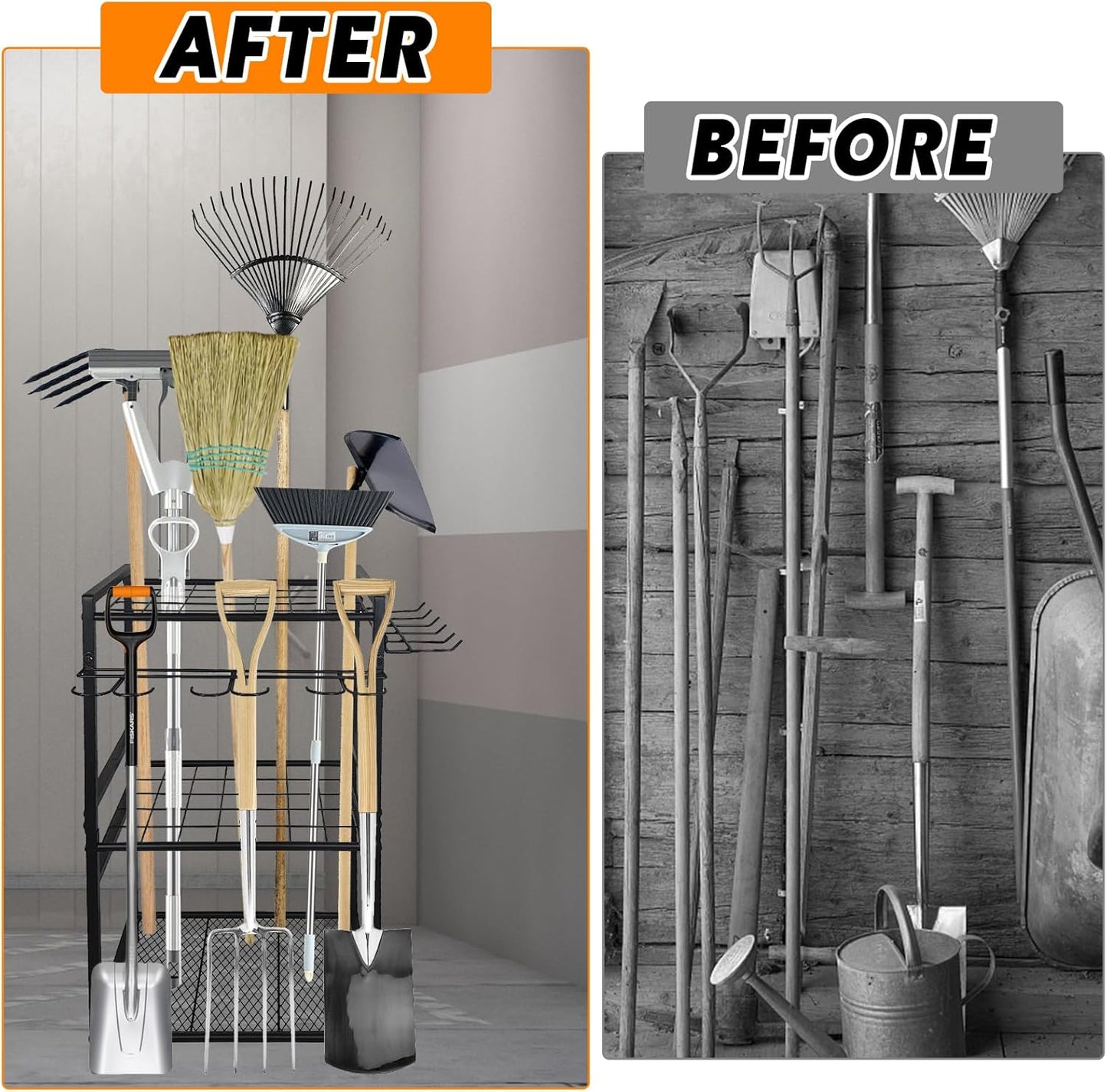 3 Tier Garden Tool Organizer, Yard Tool Tower Rack, Tool organizer up to 78 Tools, Heavy Duty Garden Tool Organizer for Garage, Yard, Patio, Shed, Indoors and Outdoors, Black