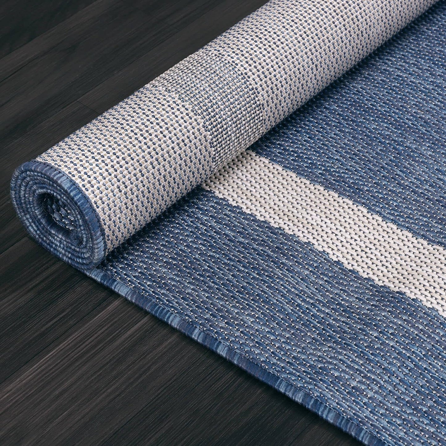 Bordered Outdoor Rug 6x9 Washable Outside Carpet for Indoor Patio Porch Waterproof Easy Cleaning Non Shedding Area Rugs Blue 6 x 9