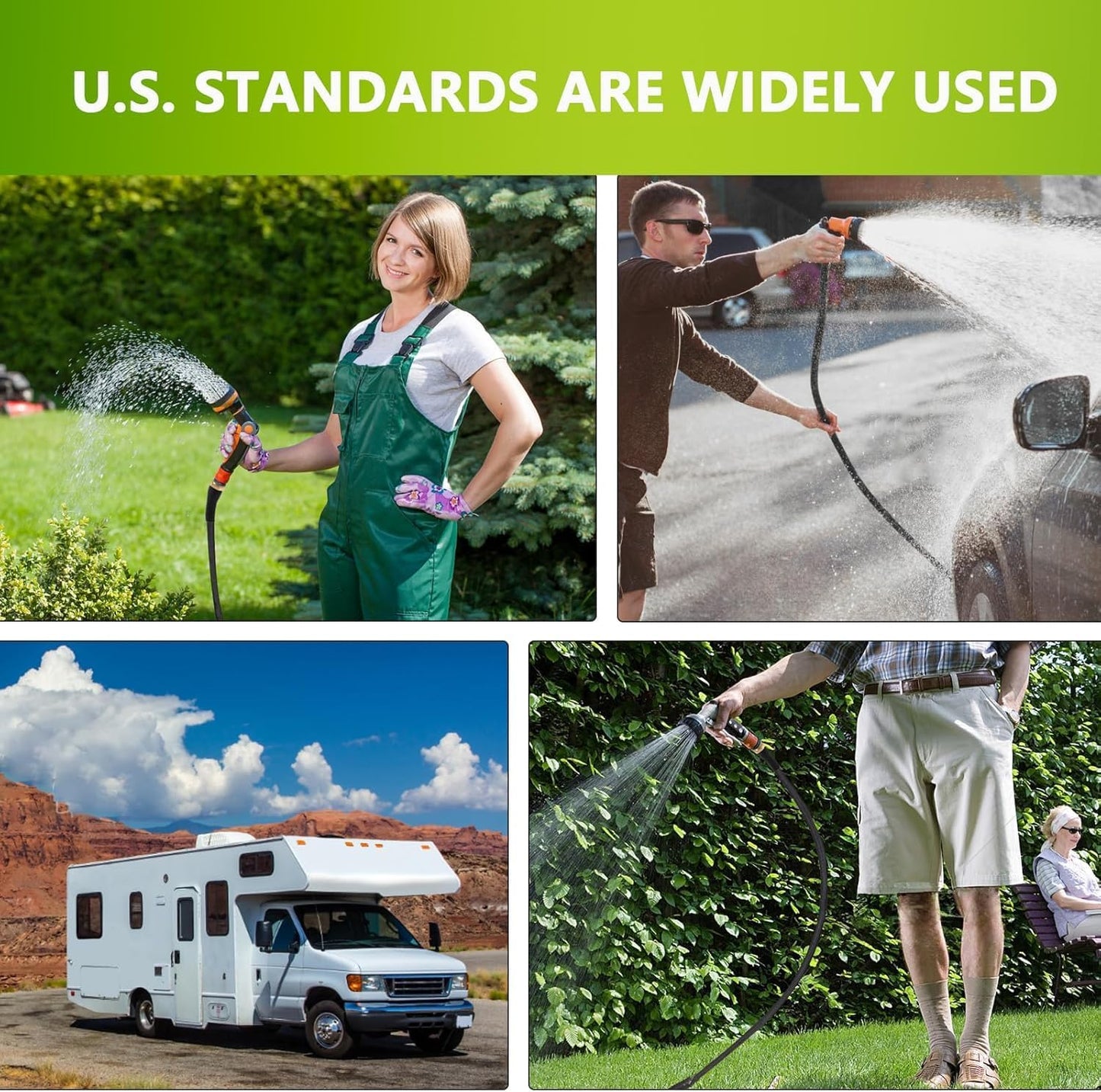 ACOVER 50FT Garden Hose, Lightweight Flexible Water Hose with 3/4" Solid Brass Fittings, Anti-Burst Double-Layer PVC Yard Hose, Non-Expanding Anti-Kink Outdoor Hose for Lawn, Car Wash & RV