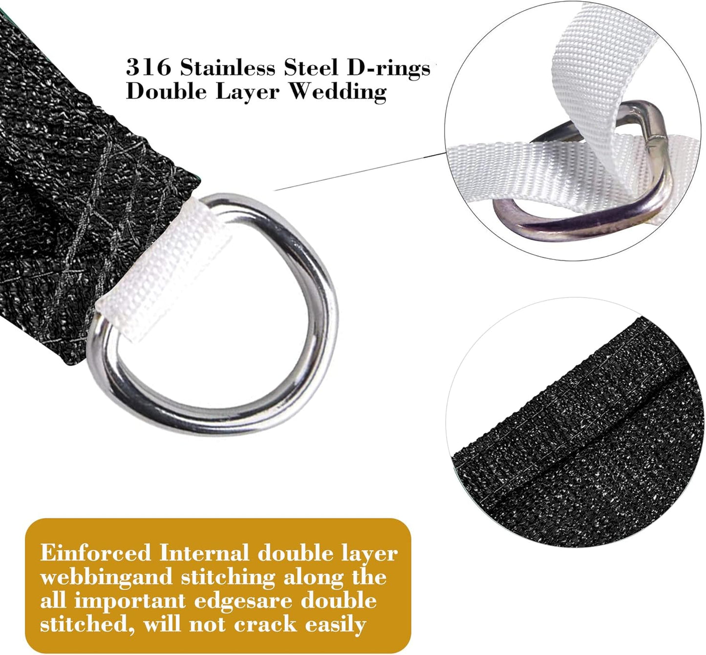 7' x 9' Black Rectangle Sun Shade Sail SSP1212 Canopy Durable Fabric UV Block Awning We Make Custom Orders