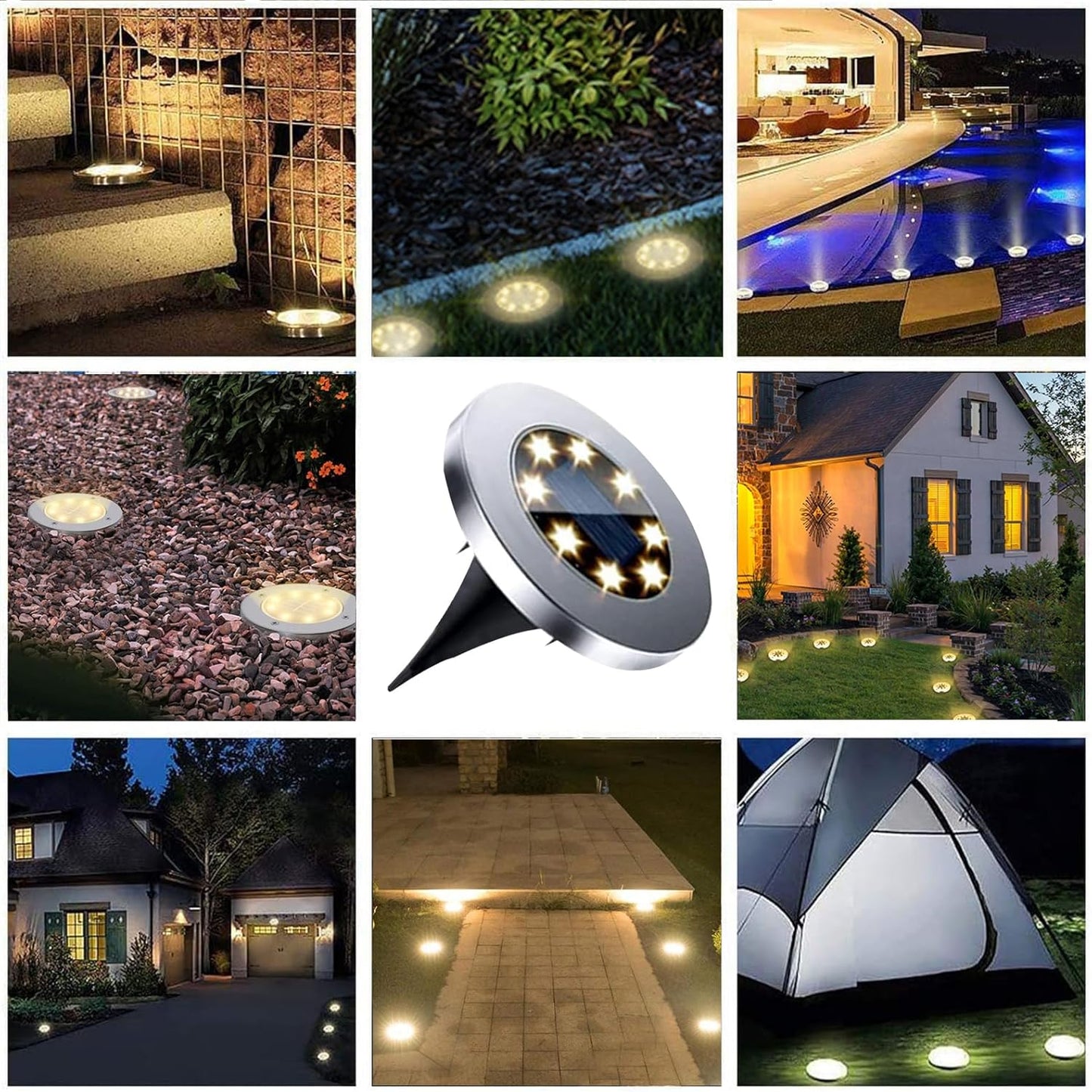 4.6 Inch Diameter Solar Ground Lights, Waterproof Solar Garden Lights, Outdoor Garden Waterproof Bright in-Ground Light, Landscape Lighting for Pathway,Yard,Lawn,Patio,Walkway (4 Pack White Light)