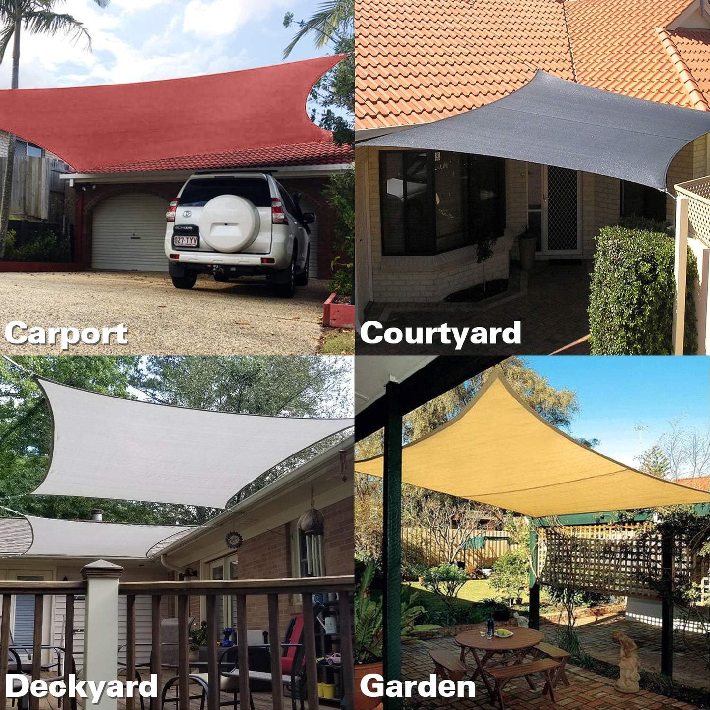 KANAGAWA Sun Shade Sail 12'x16' Gray Rectangle UV Block Canopy Awning Shelter Fabric Cloth Screen for Outdoor Patio Garden Backyard Activities