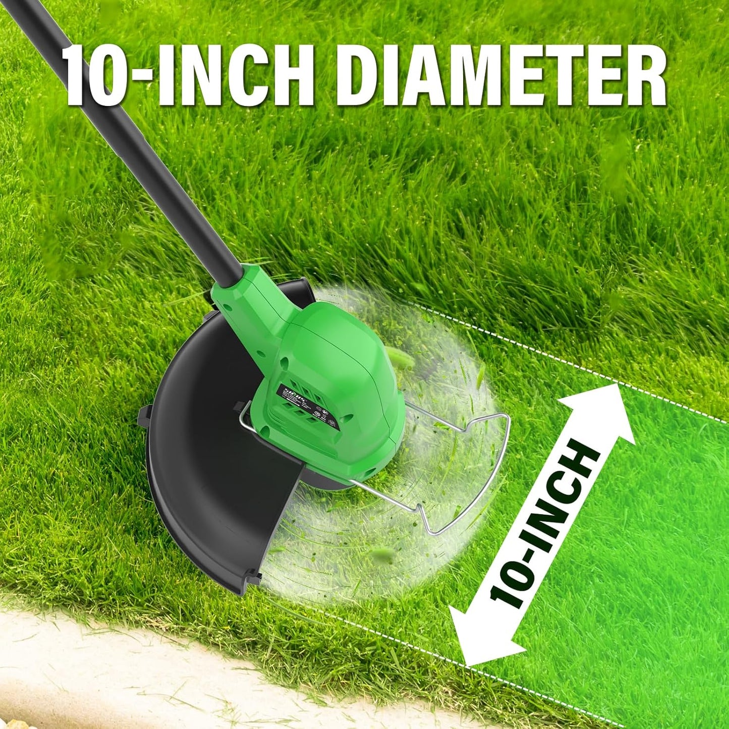 Cordless Weed Wacker 20V, 2×2.0Ah Battery Powered String Trimmer with Charger, 10-Inch Electric Grass Trimmer Edger for Yard and Garden, Green