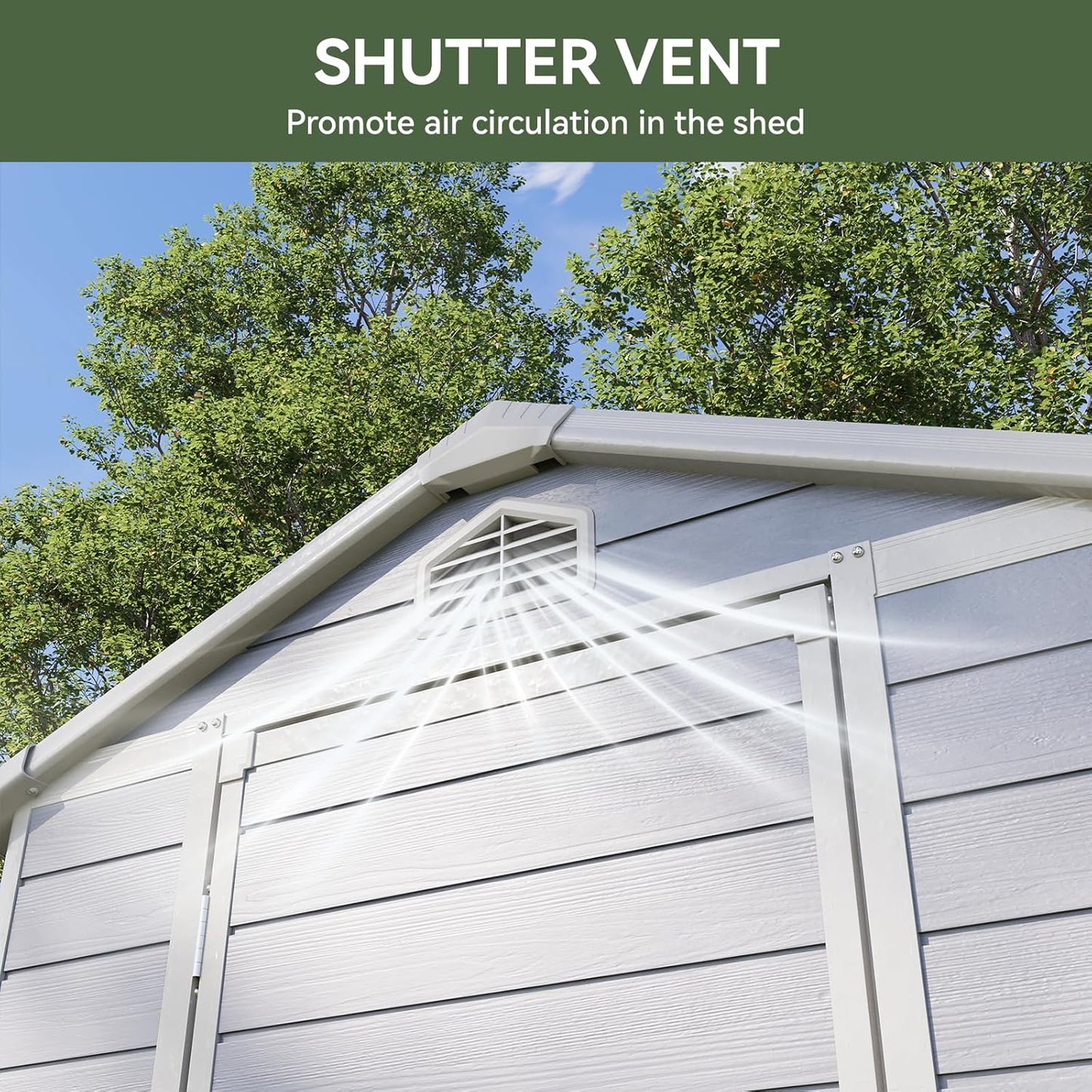 Aoxun 6.3 X 4.2 FT Resin Storage Shed Outdoor Plastic Large Garden Shed with Lockable Door, Floor for Backyard, Garden, Patio, Lawn, Grey (Grey, 6.3 x 4.4)