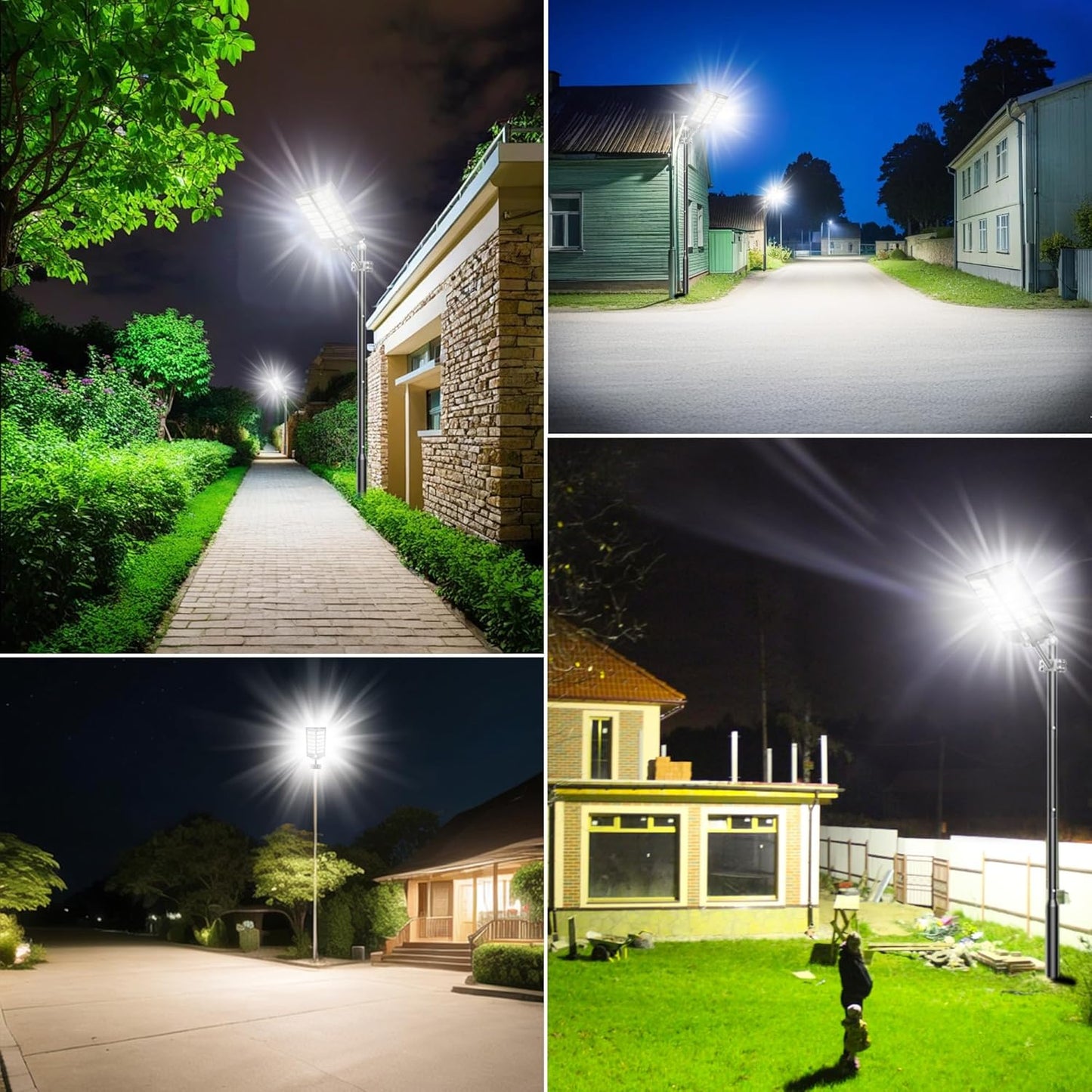 Solar Street Lights Outdoor Waterproof 9000W - LED Solar Powered Street Light Dusk to Dawn with Motion Sensor, Heavy Duty Large Outdoor Solar Lights for Parking Lot/Garden/Yard/Pathway Lighting