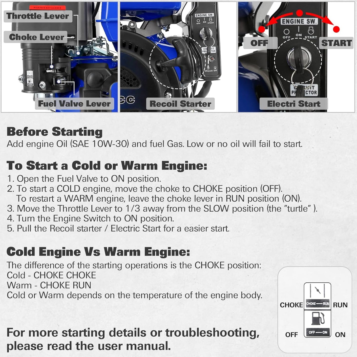 BILT HARD 420cc 15HP Gas Engine with Electric Start, Horizontal Shaft 4 Stroke OHV Gas Motor, Gas Powered Multi-Use Engine