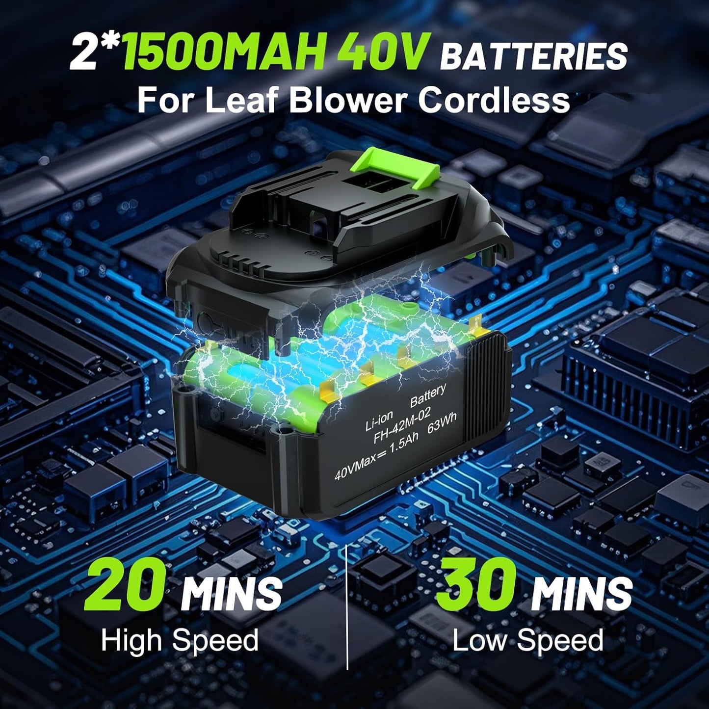 Leaf Blower Cordless, 40V Electric Leaf Blower Cordless with 2 Batteries, Adjustable 300° Multi-Angle Rotation Nozzle 3 Speed Modes 500CFM/180MPH for Lawn Care, Patio, Dust, Leaves, Yard, Car, Gutter