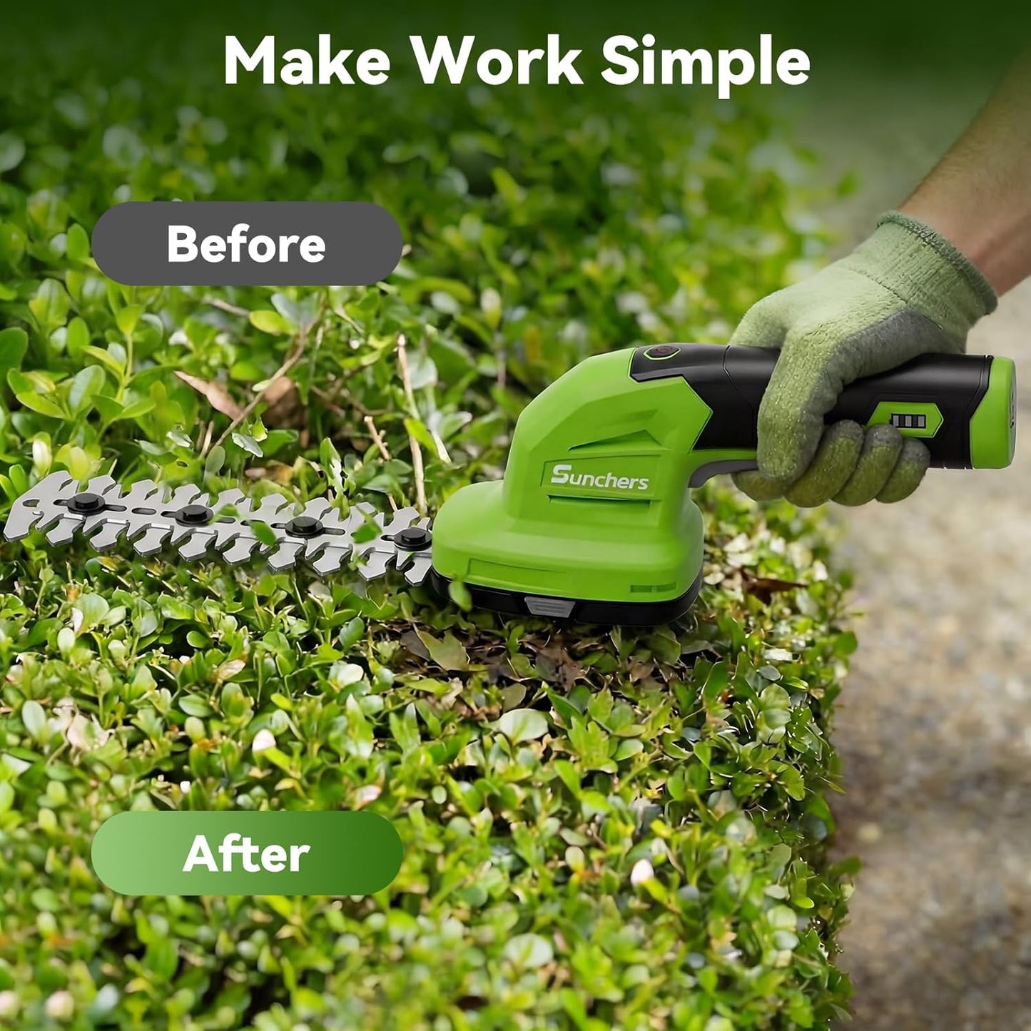 2 in 1 Hedge Trimmer Cordless, 7.2V Electric Grass Cutter Hedge Shears, Handheld Shrub Bush Trimmer, Lightweight Grass Shears, Rechargeable Yard Tool Battery and Type-C Cable, Father Day for Dad