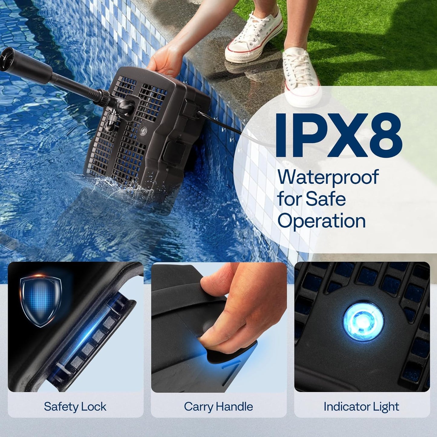 VIVOHOME 530 GPH Submersible Pond Filter Pump Fountain Kits with Sterilizer Suitable for Ponds of 920 Gallons, Water Pump Built In