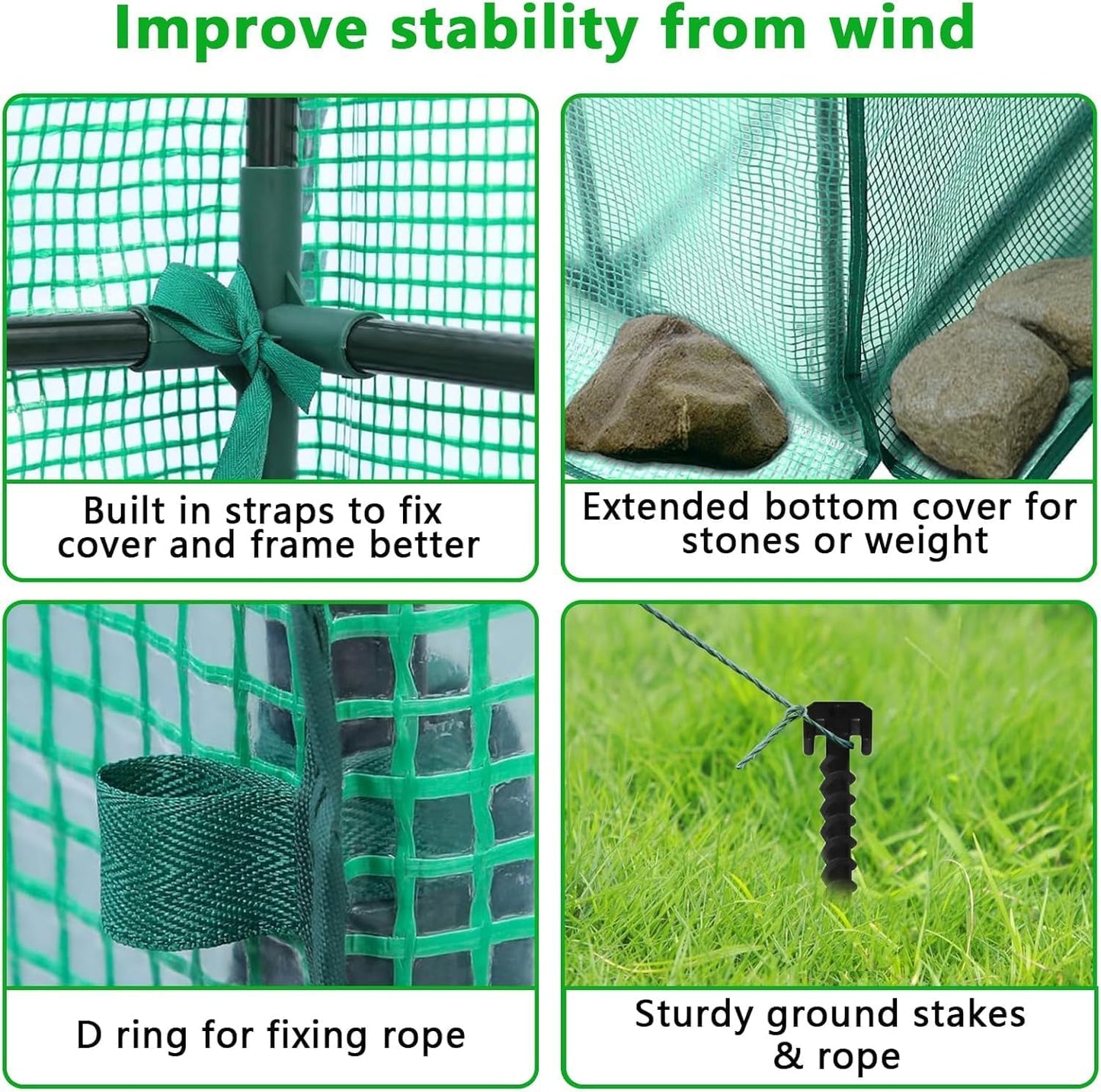 Greenhouse, 57 x 57 x 76'' Greenhouses Plant Tent for Outdoors, Durable Grow Kit with Window, Thicken PE Cover, 3 Tiers 8 Shelves, Heavy Duty Walk in Green Houses for Indoor Backyard Outside