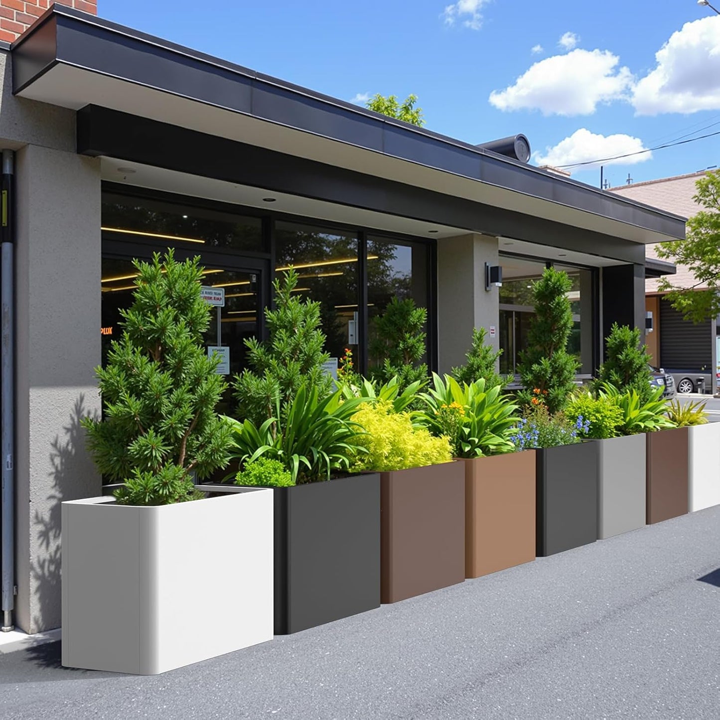 Metal Tall Rectangular Planter Box 36" L x 15" W x 24" H,Large Tall Black Planters for Outdoor Plants with Removable Insert Shelf for Porch, Garden, Patio, Yard
