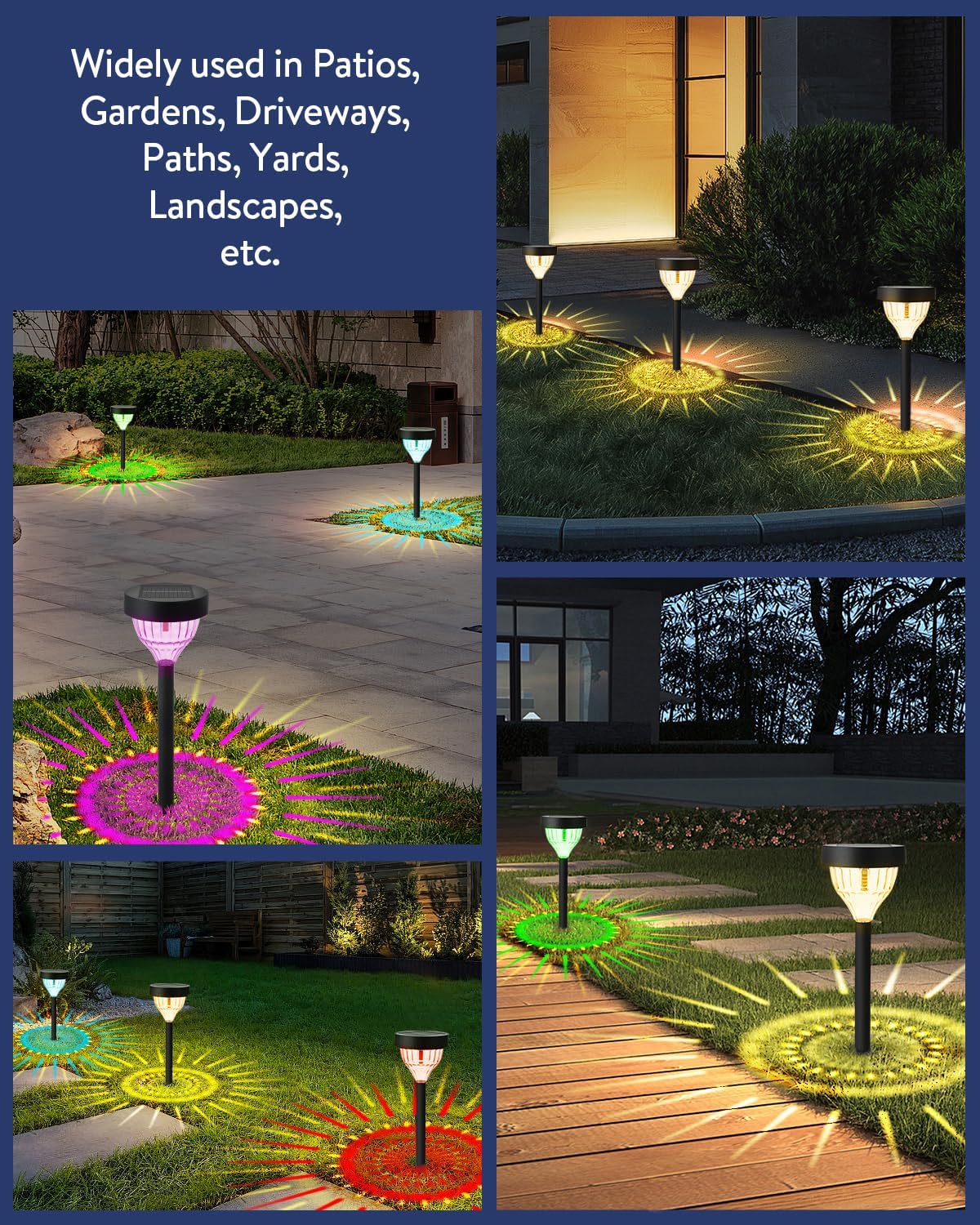 Vangue Solar Lights Outdoor Garden, 2025 New Dynamic Running Light, IP65 Waterproof Dual-Mode Solar Powered Outdoor Lights for Pathway Lawn Patio Yard Landscape Driveway (4)