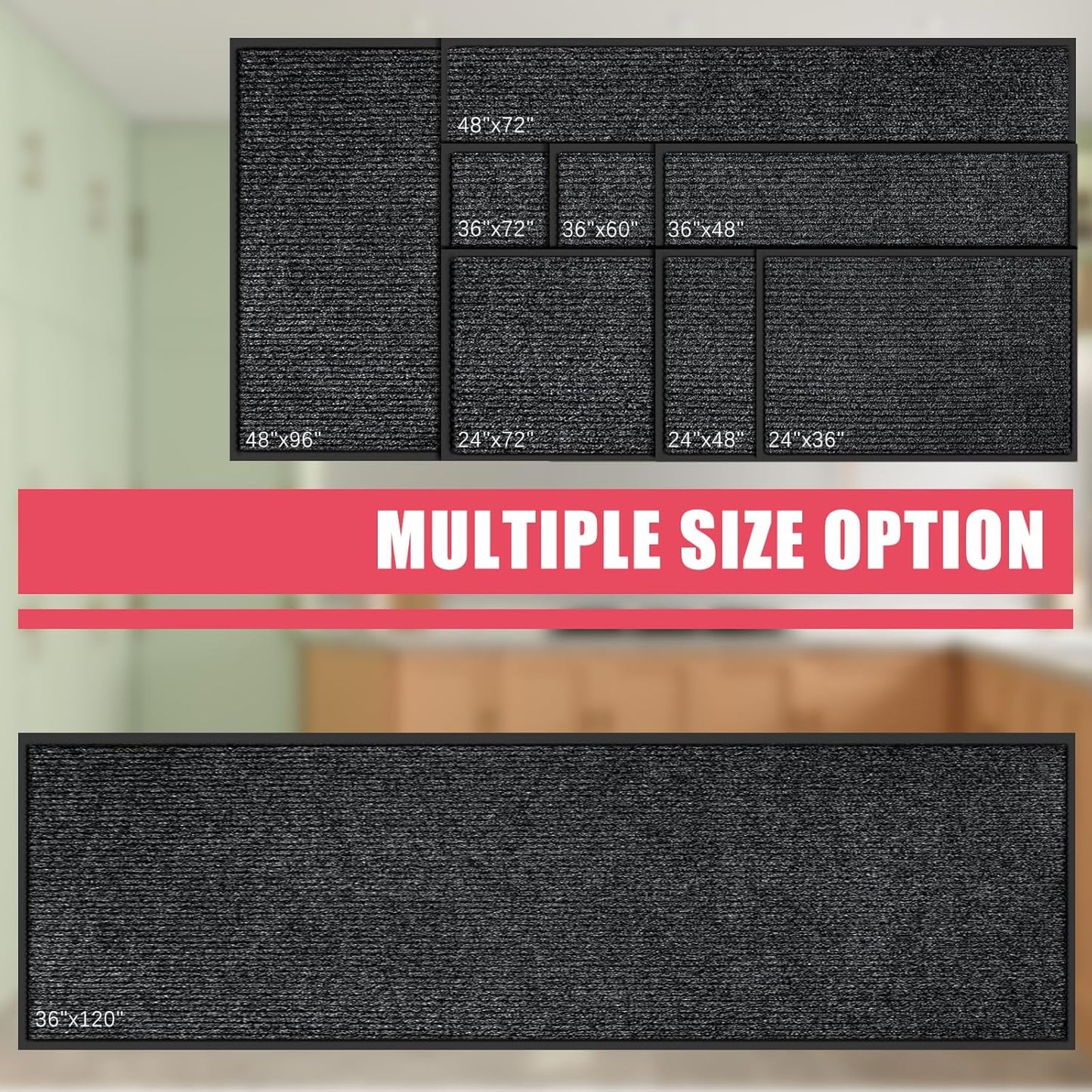 Kuyal Front Door Mat, 3'x5' Indoor Outdoor Entrance Mat, Commercial Floor Mats Inside Outside Entrance, Heavy Duty Durable Welcome, Rubber Backing Non Slip Outdoor Mats for Entryway,Black